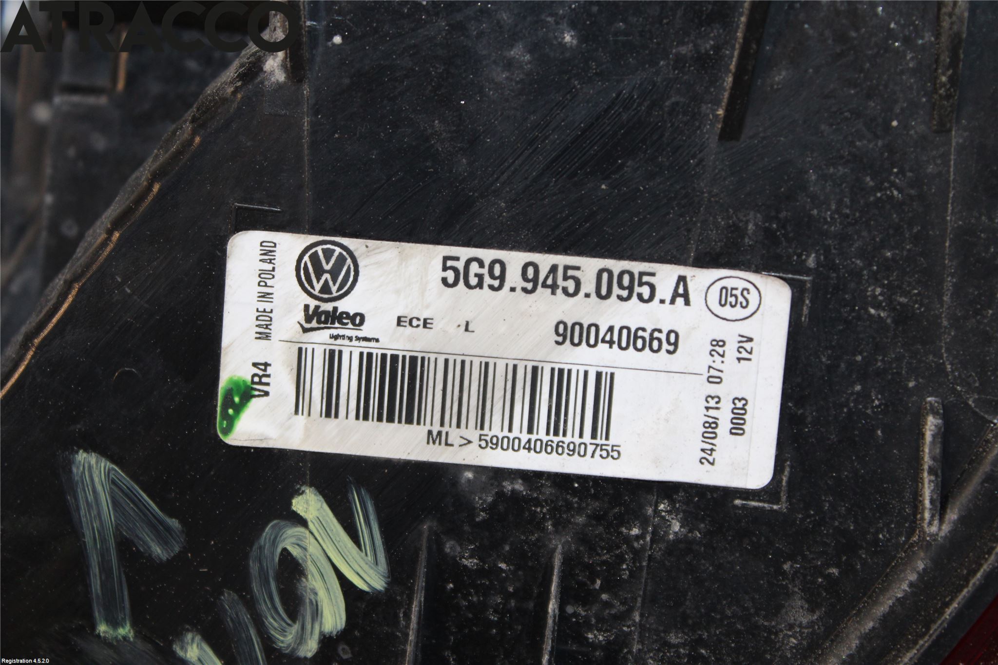 Volkswagen VW GOLF / E-GOLF VII 13-20 Baklykt Venstre