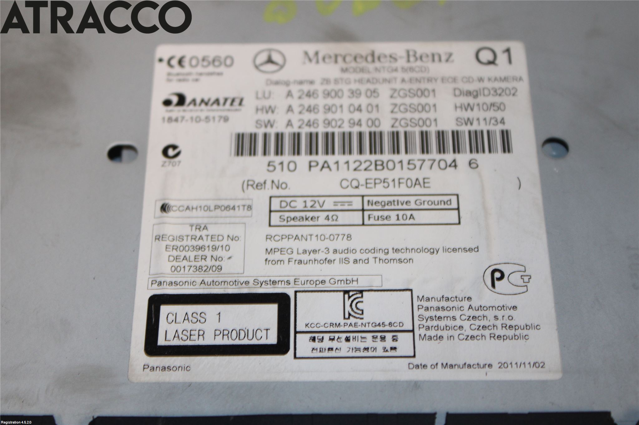 Mercedes-Benz MB B-KLASS (W246/W242) 12-19 Stereo Radio Med Cd