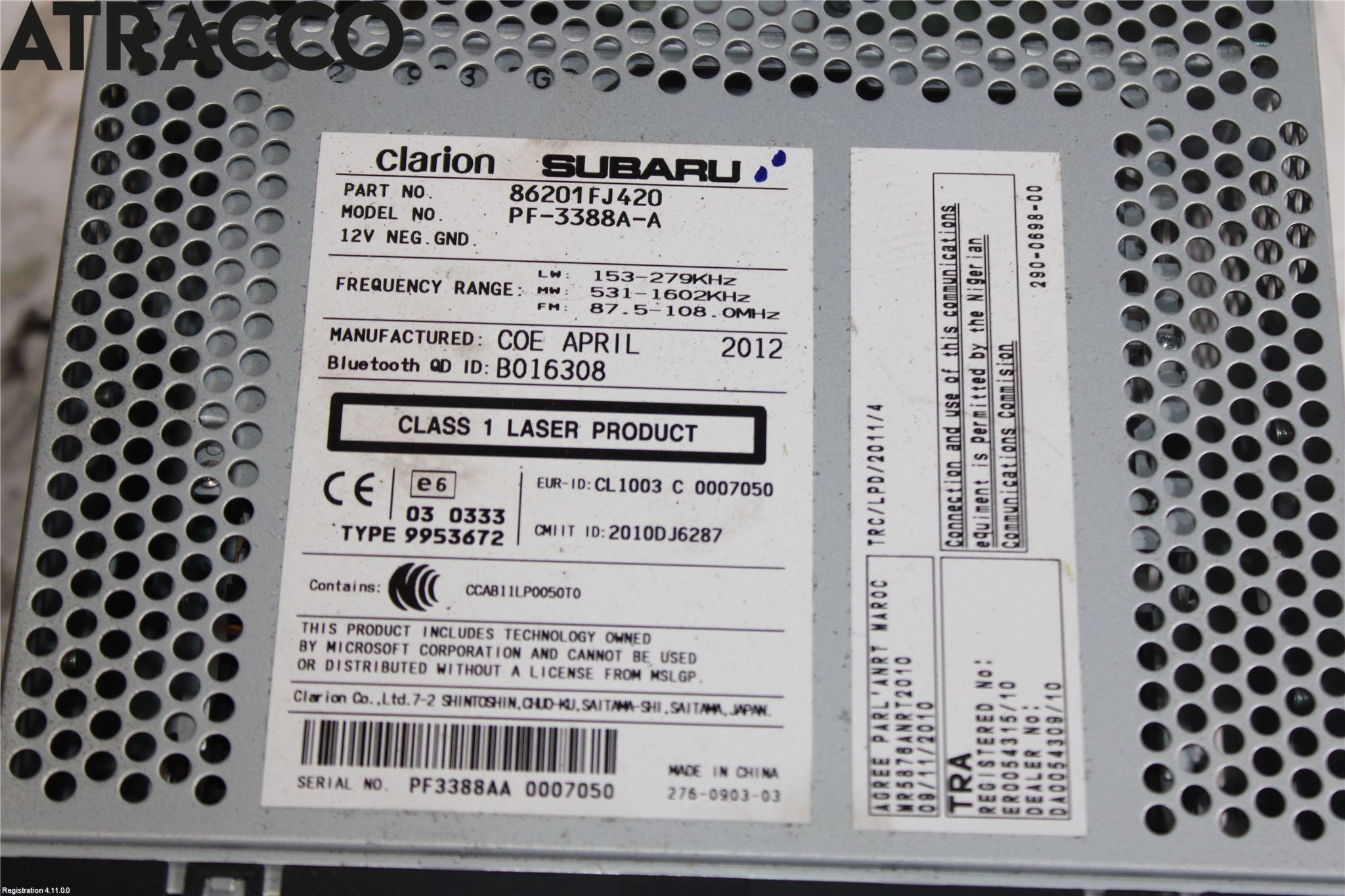 Subaru XV 12-17 Stereo Radio Med Cd