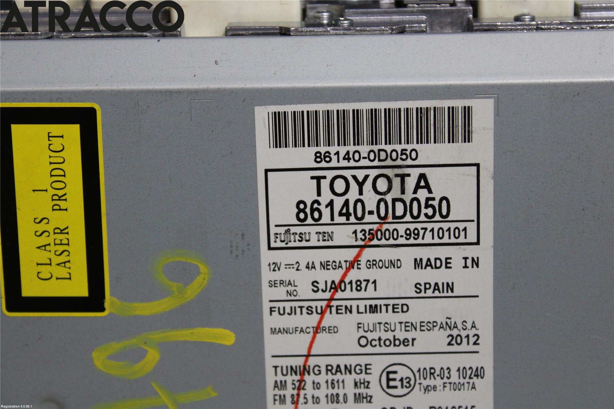 Toyota YARIS XP130 12-14 Stereo Radio