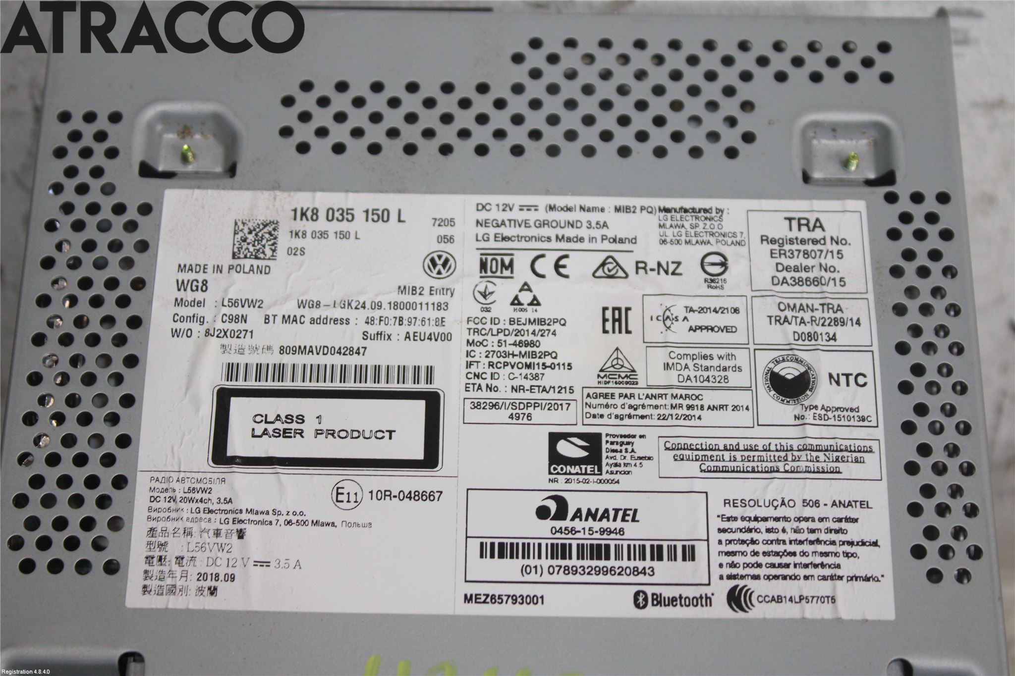 Volkswagen VW CADDY 16-20 Stereo Radio Med Cd