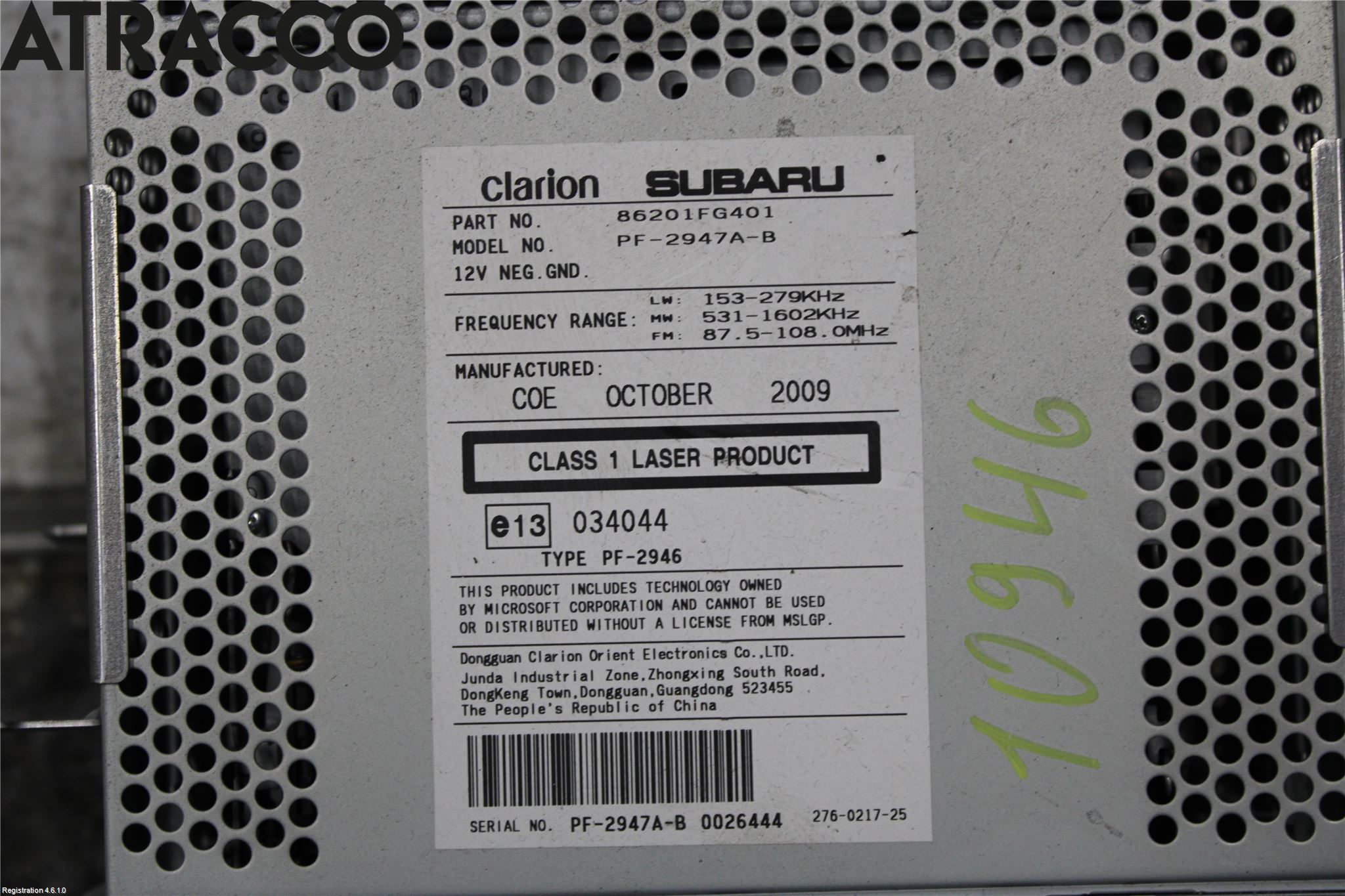 Subaru IMPREZA III 08-11 Stereo Radio Med Cd