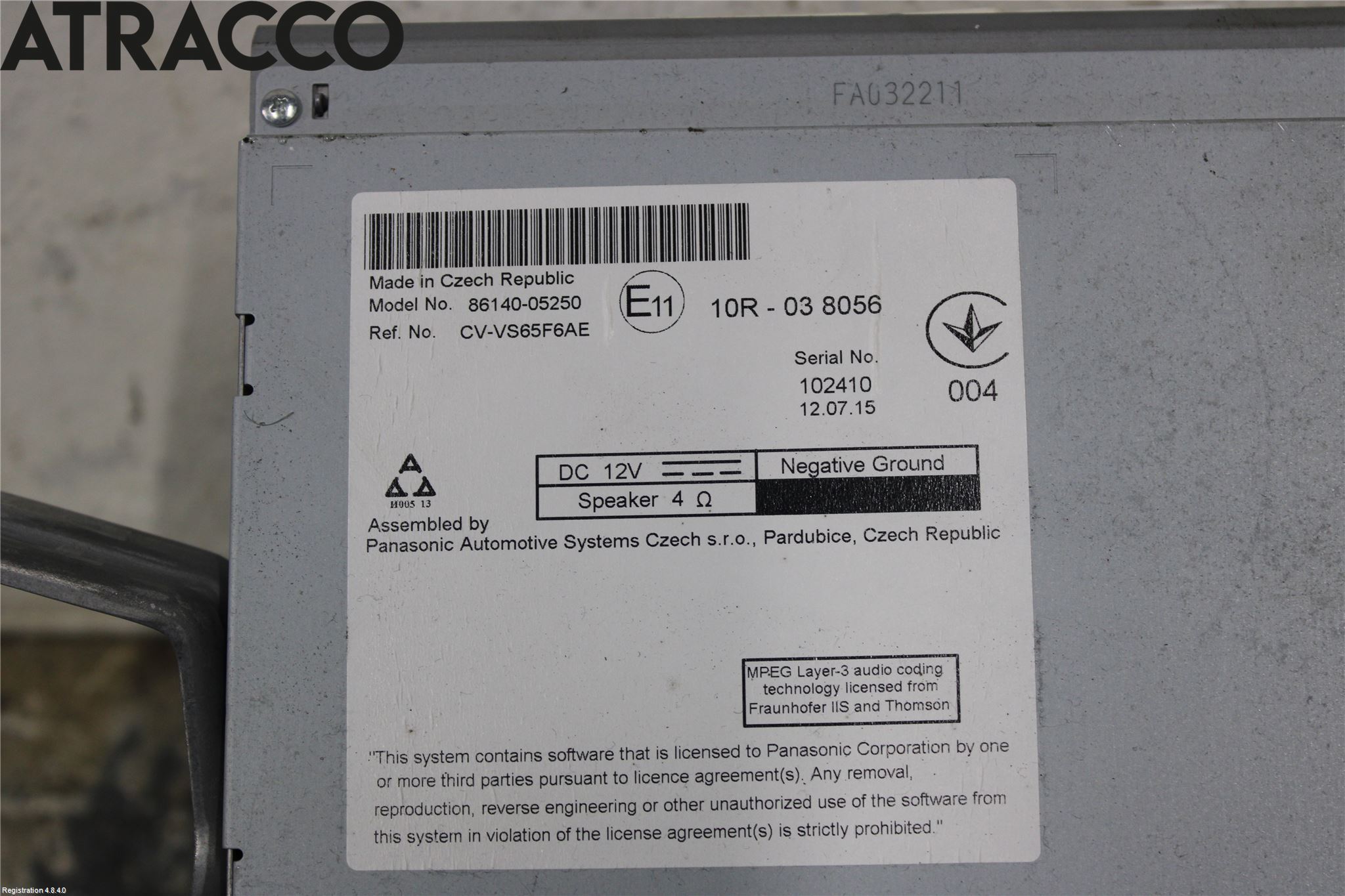 Toyota AVENSIS 16-18 Stereo Radio Med Cd