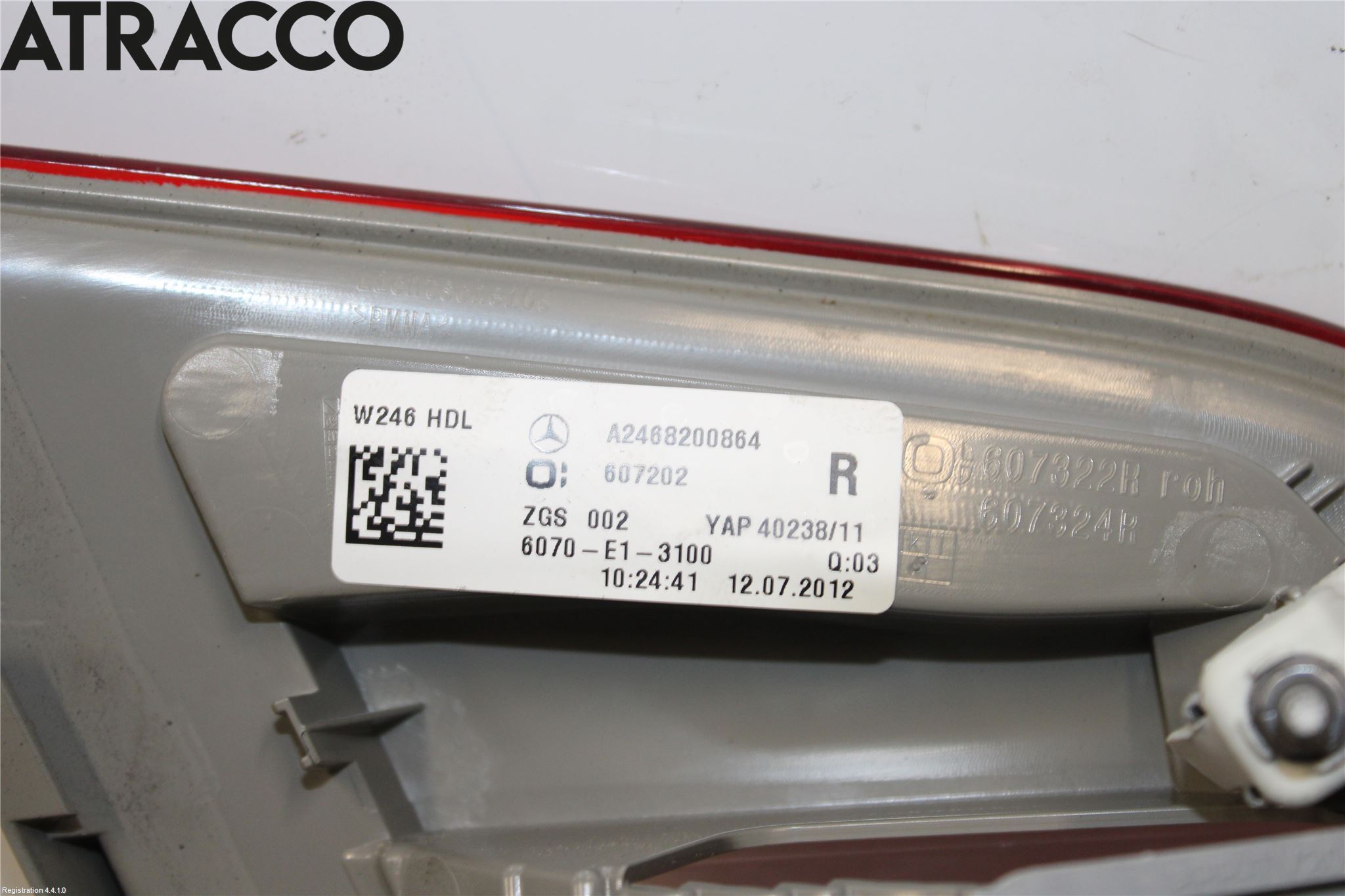 Mercedes-Benz MB B-KLASS (W246/W242) 12-19 Baklykt Høyre  På Luke(Indre)