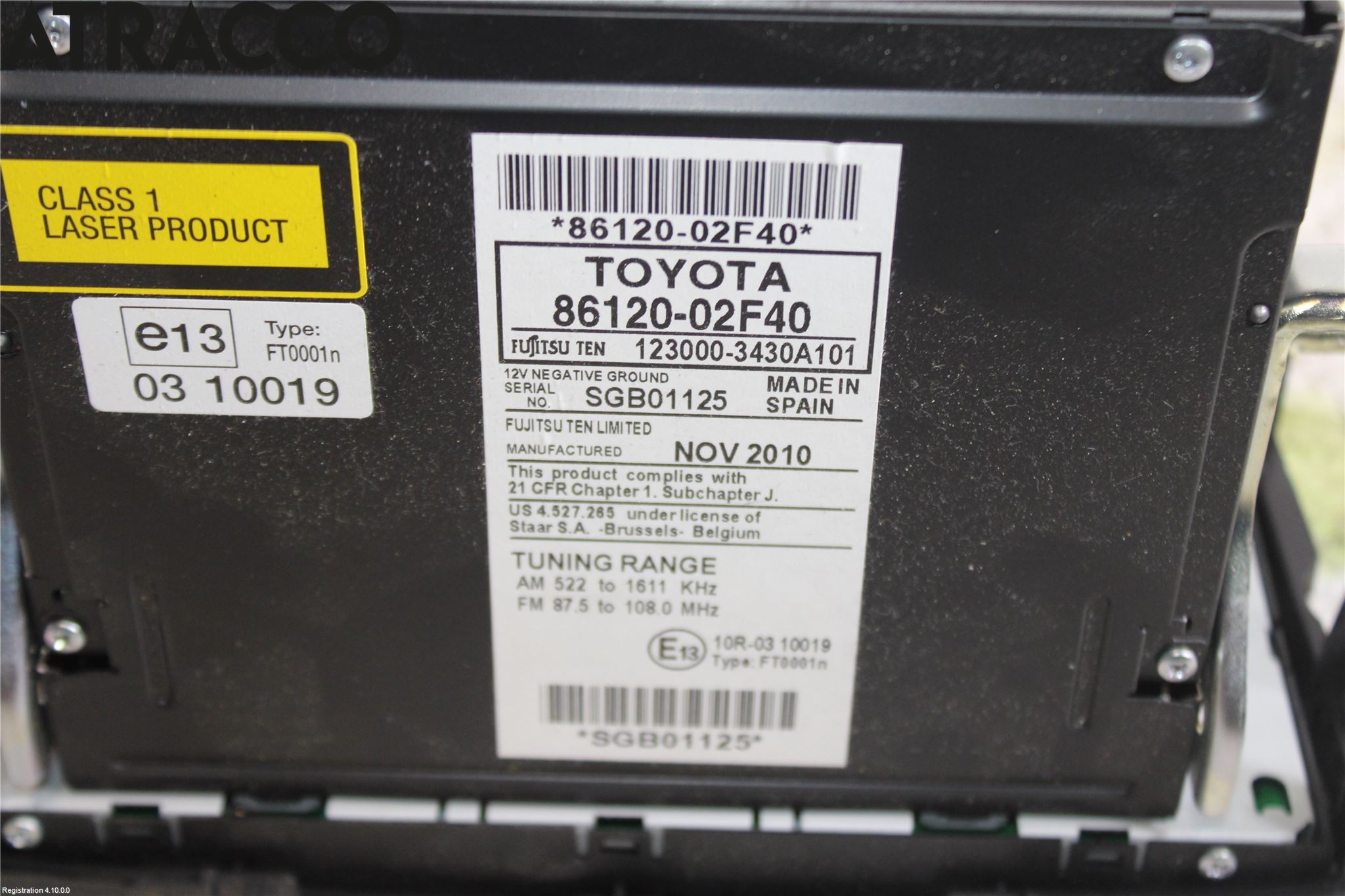 Toyota AURIS 10-12 Stereo Radio Med Cd