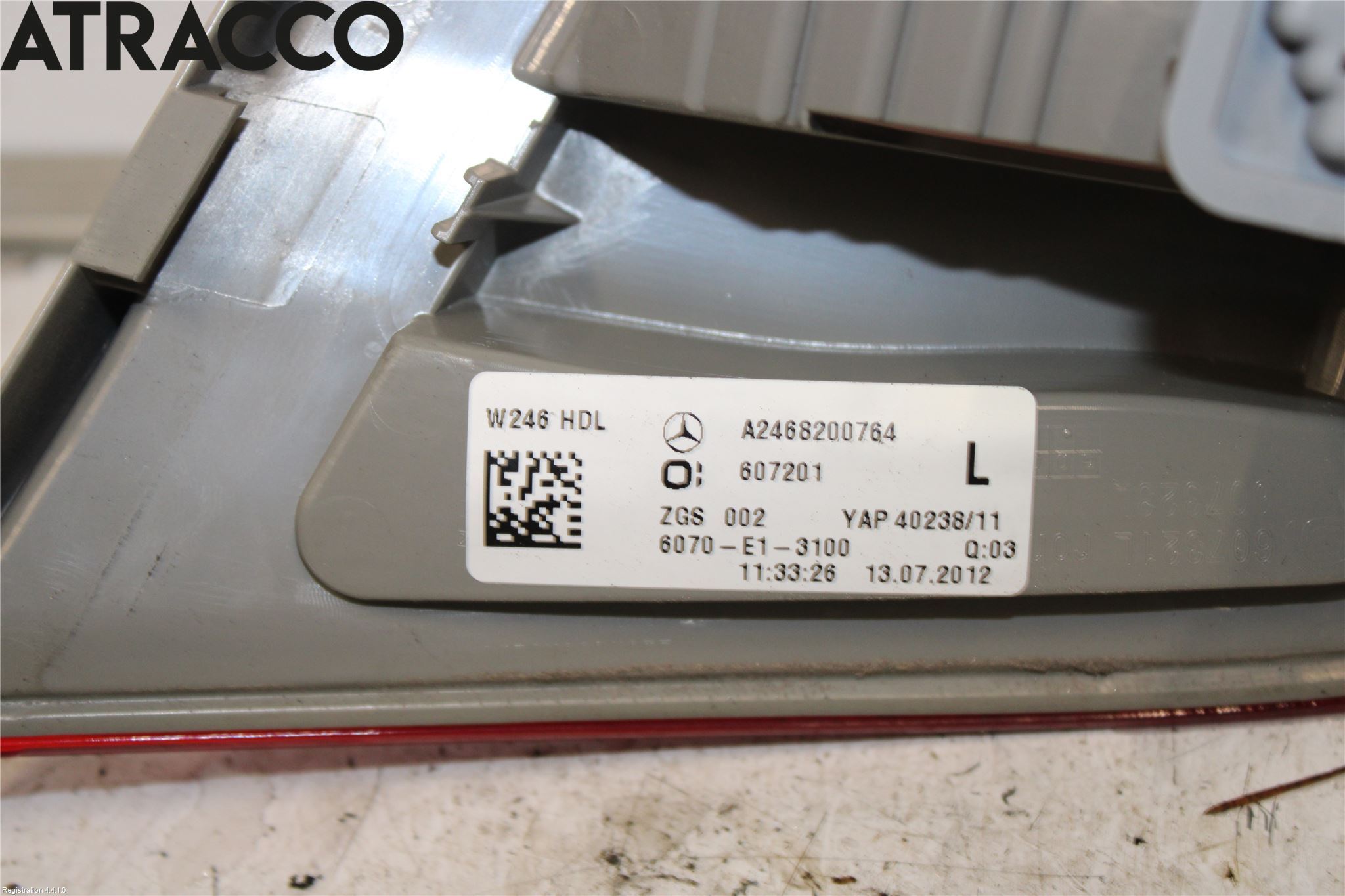 Mercedes-Benz MB B-KLASS (W246/W242) 12-19 Baklykt Venstre  På Luke(Indre