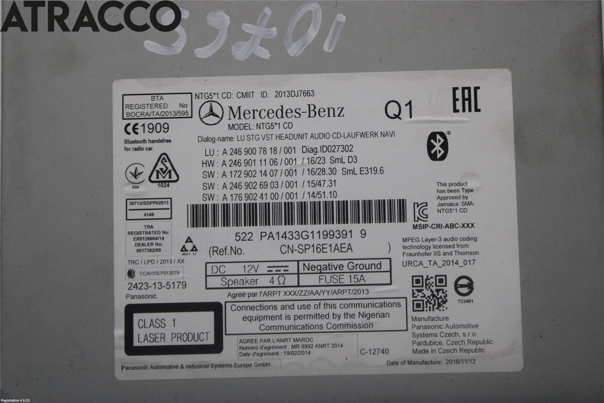 Mercedes-Benz MB B-KLASS (W246/W242) 12-19 Stereo Radio Med Cd