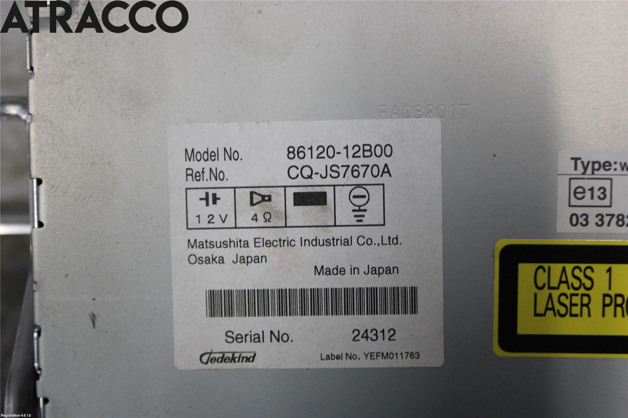 Toyota COROLLA 08-12 Stereo Radio Med Cd