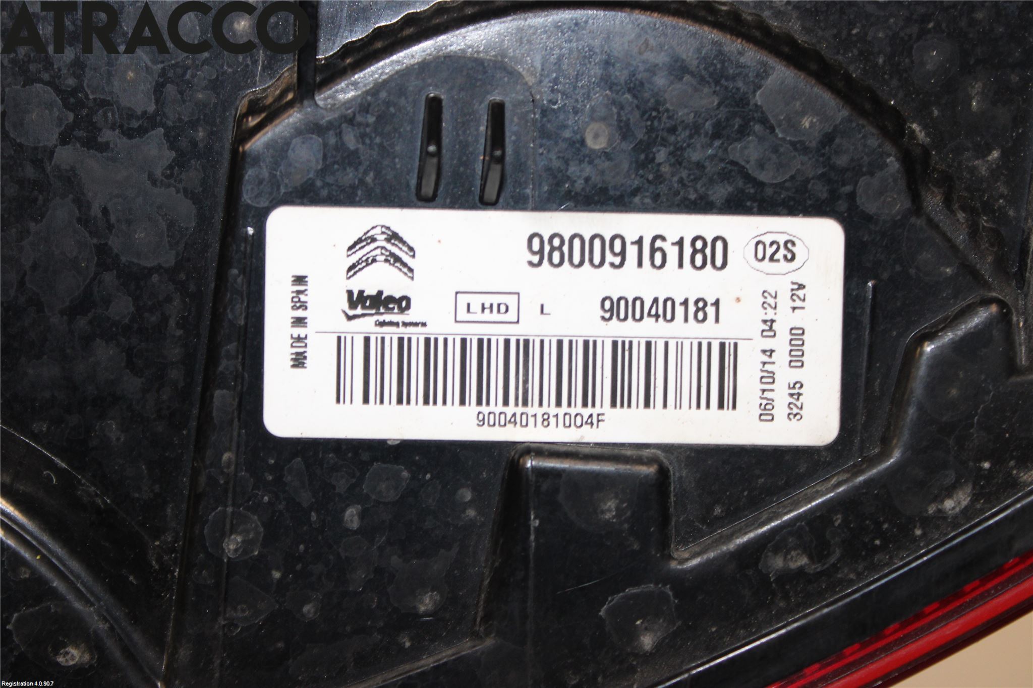 Citroen C4 CACTUS 14-20 Baklykt Venstre