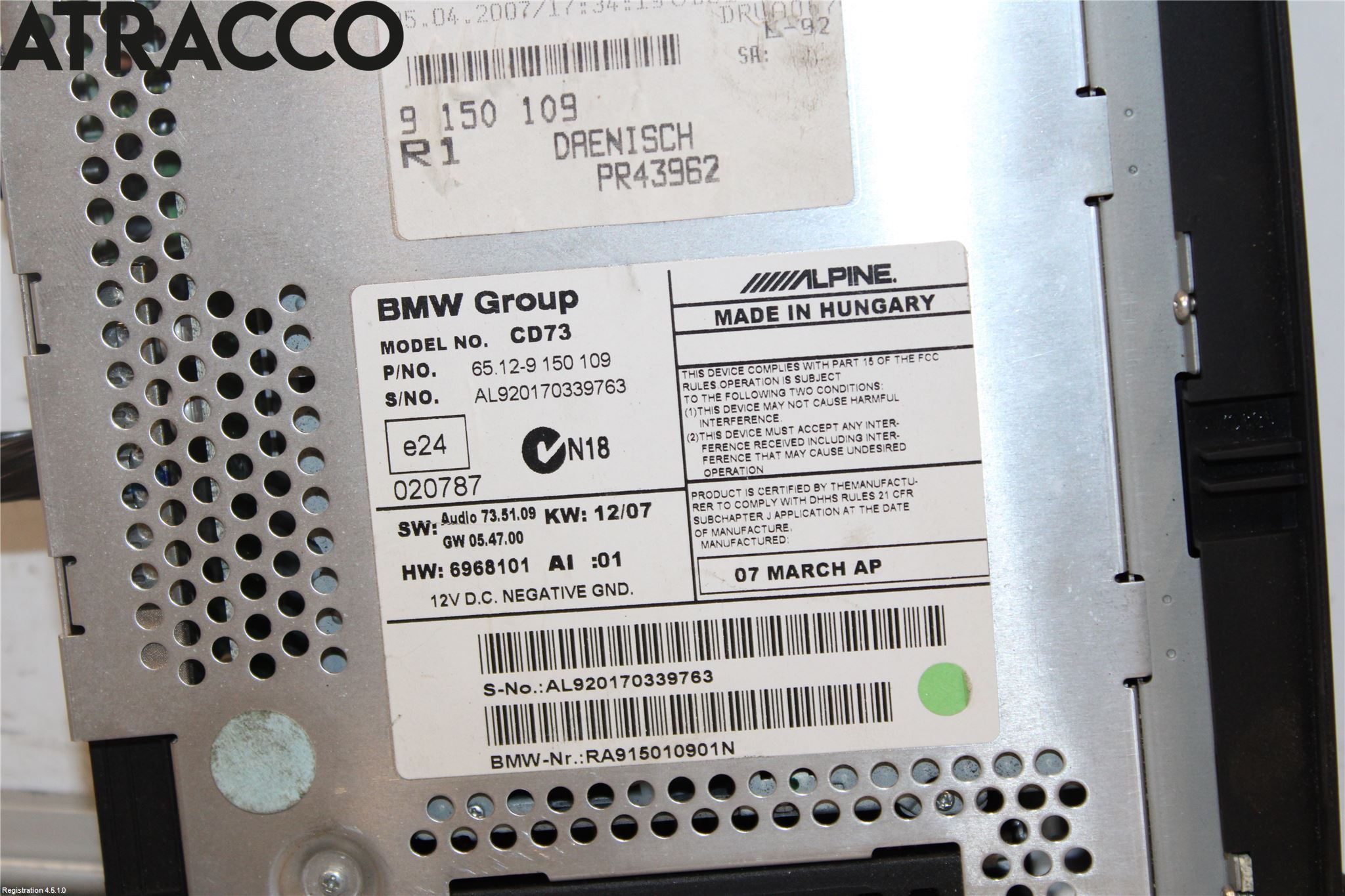 BMW 3 E90/91 SED/TOU 05-12 Stereo Radio