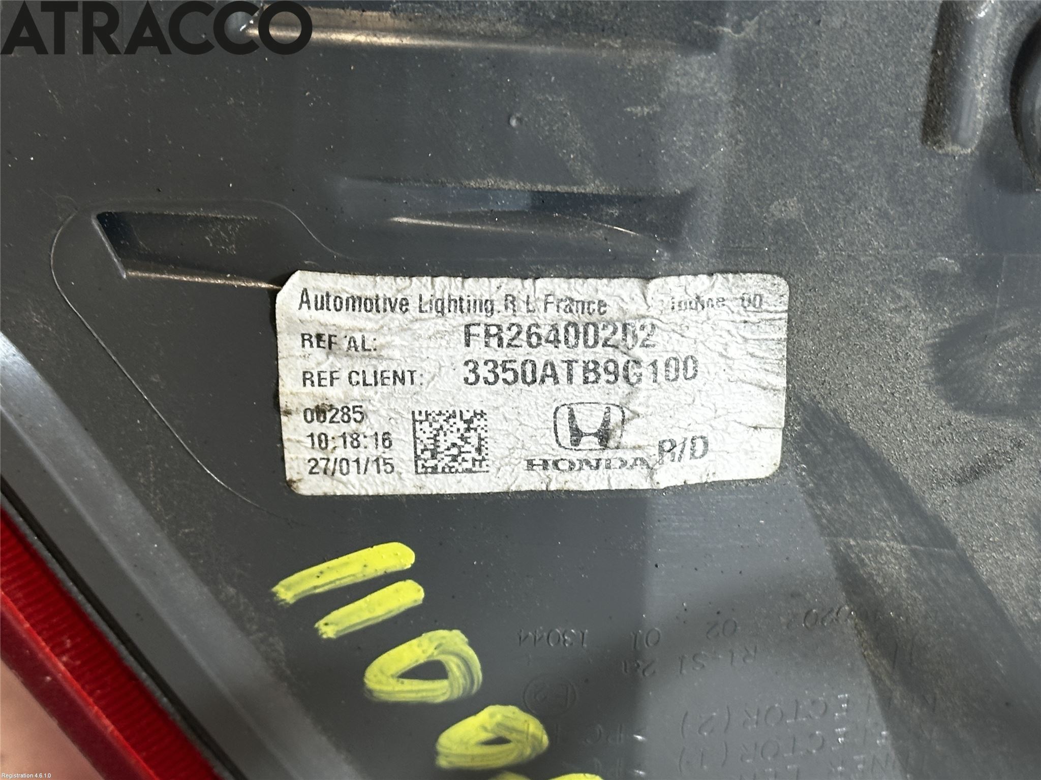 Honda CIVIC 12-16 Baklykt Høyre