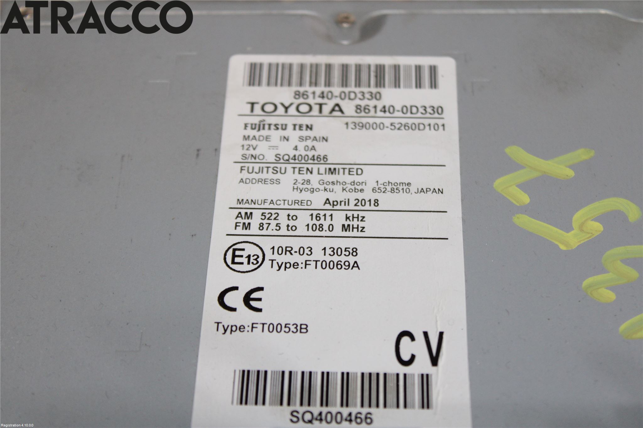 Toyota YARIS XP130 15-20 Stereo Radio