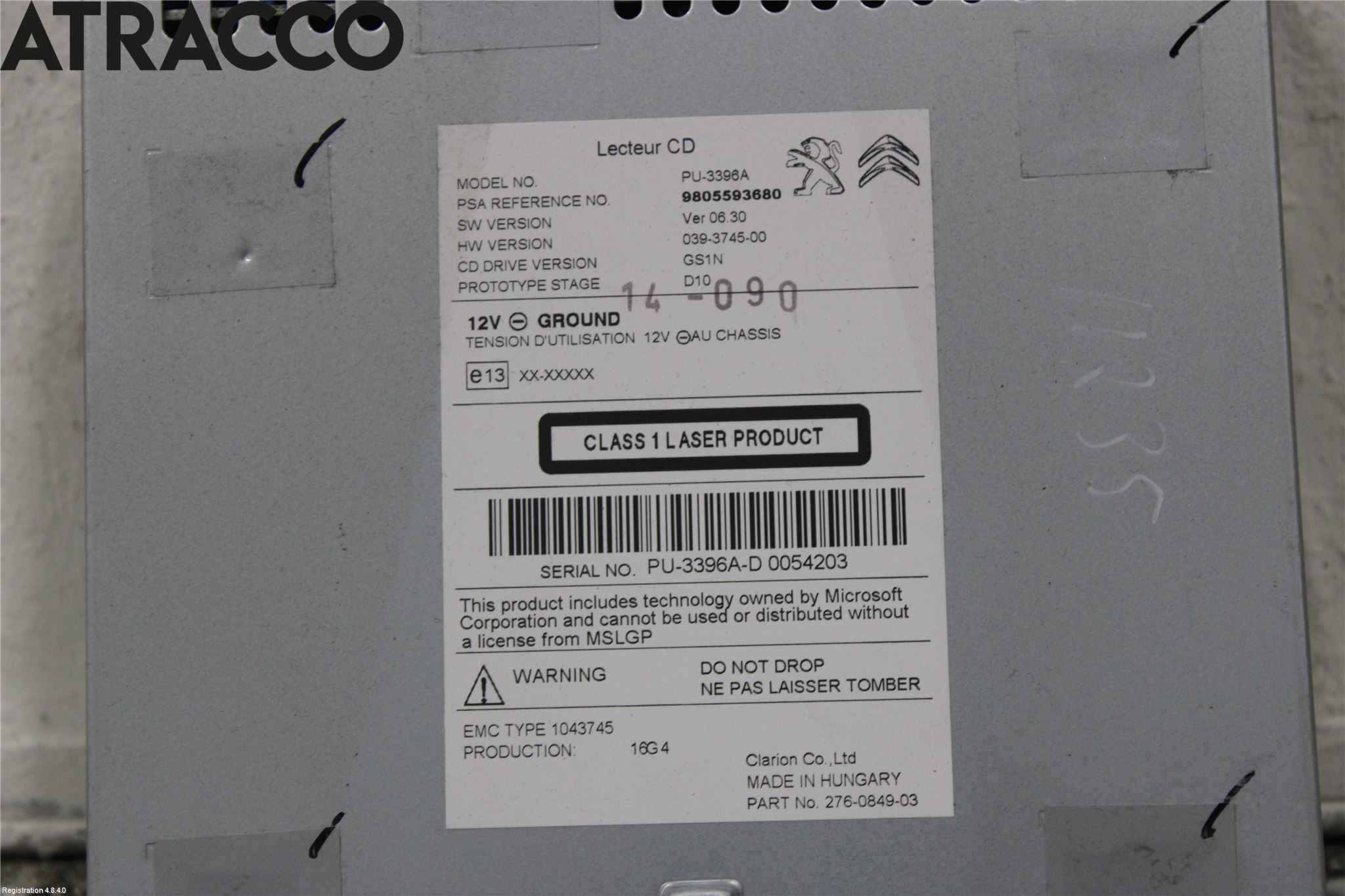 Peugeot 308 14-21 Stereo Cd Veksler