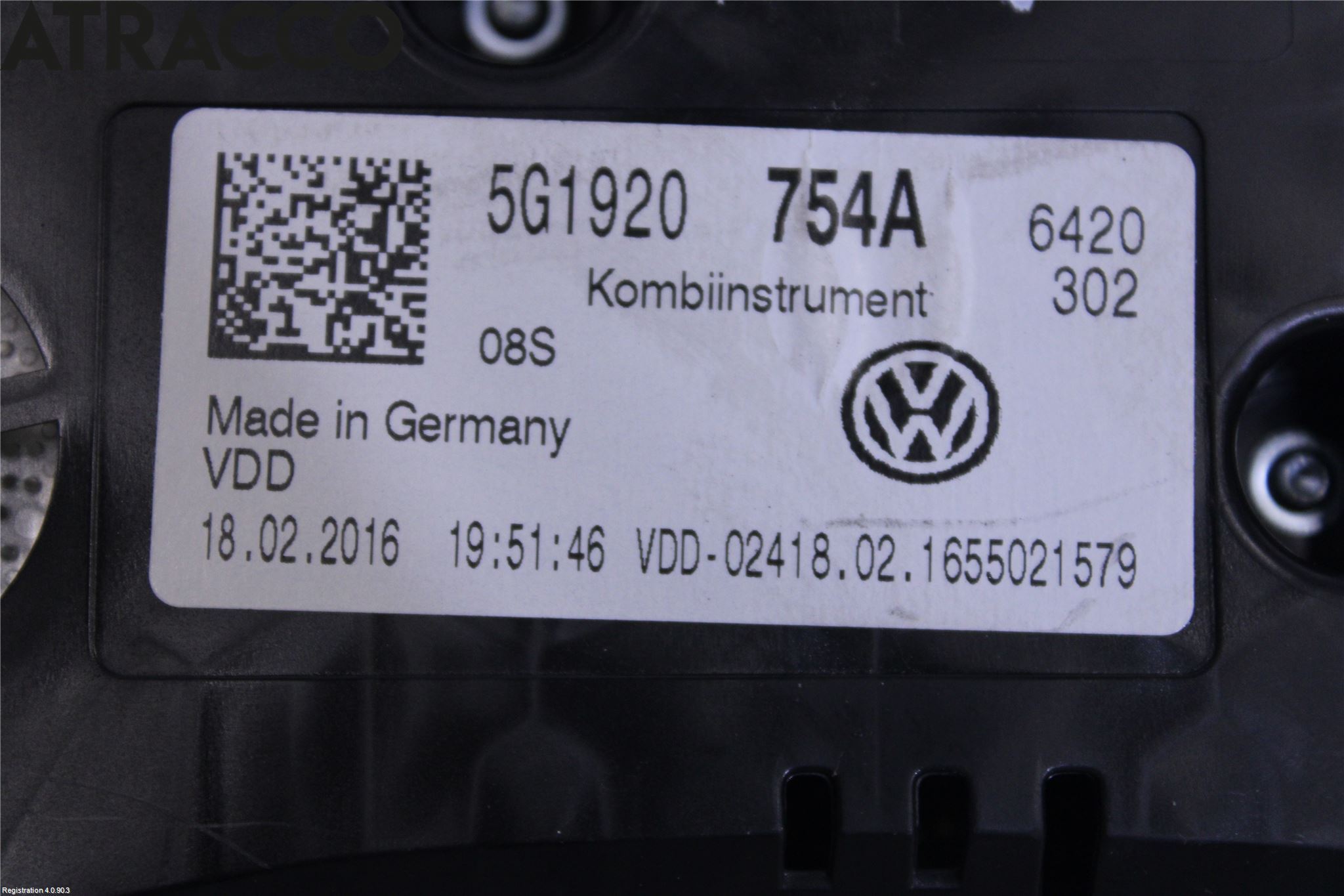 Volkswagen VW GOLF / E-GOLF VII 13-20 Instr Speedometer