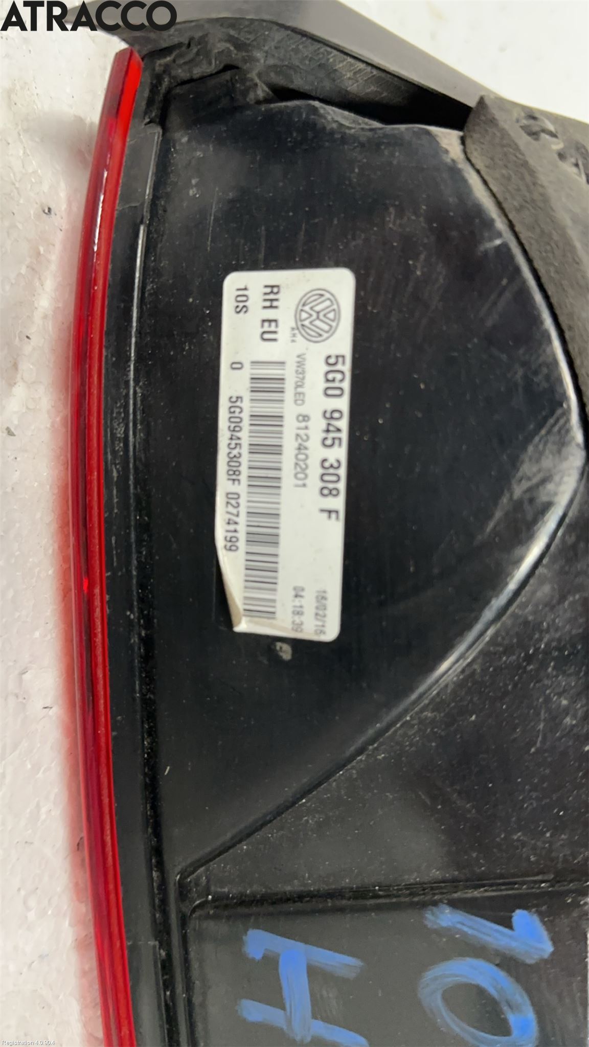 Volkswagen VW GOLF / E-GOLF VII 13-20 Baklykt Høyre  På Luke(Indre)