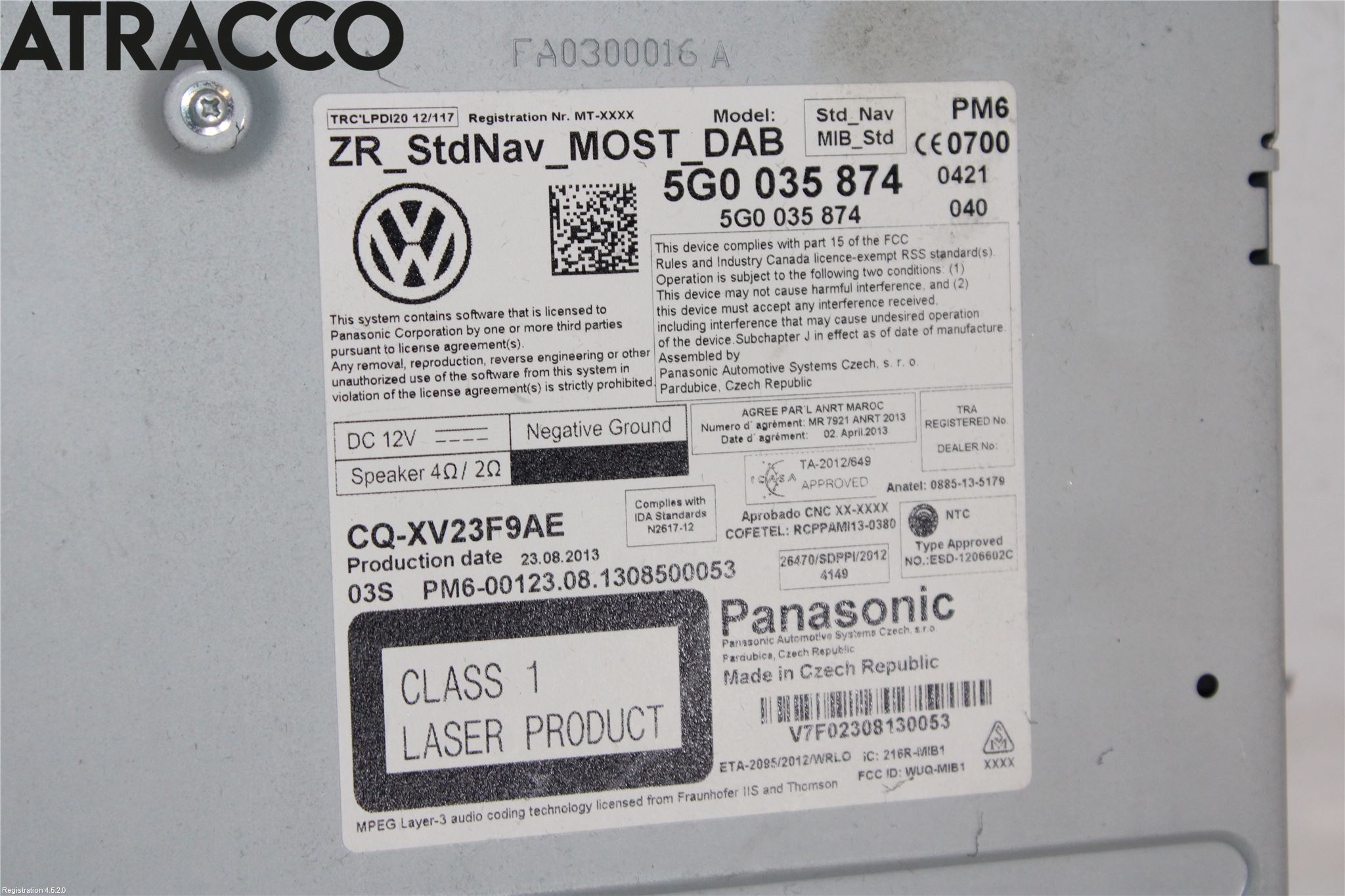 Volkswagen VW GOLF / E-GOLF VII 13-20 Stereo Radio Med Cd