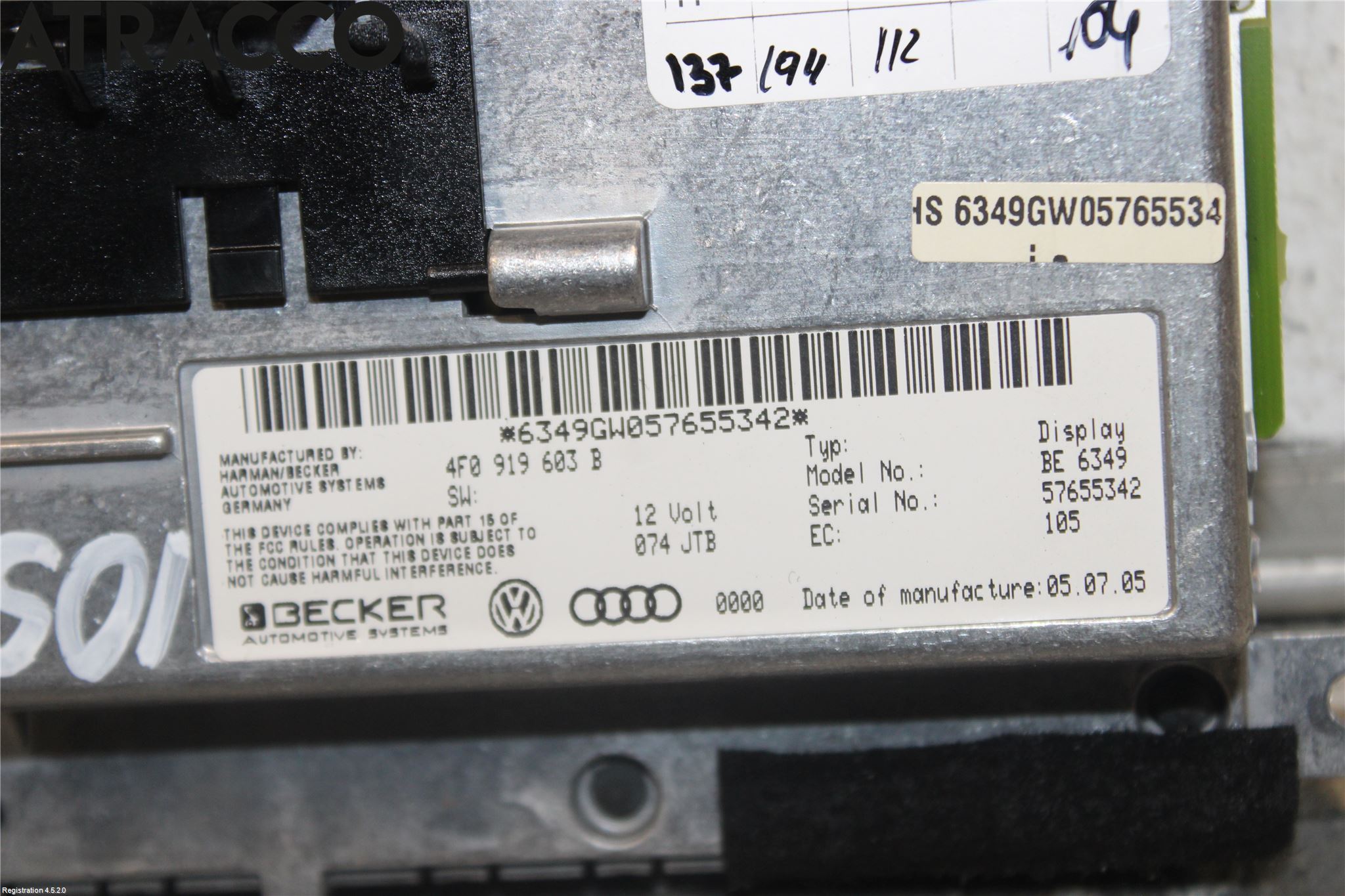 Audi A6/S6     05-11 Instr Skjerm Dvd-Gps-Ac-Tlf