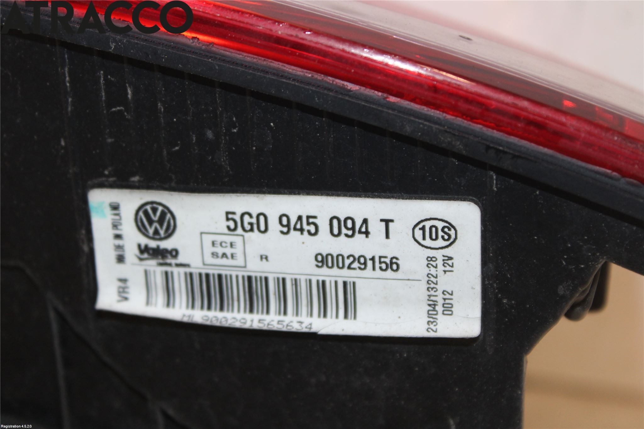 Volkswagen VW GOLF / E-GOLF VII 13-20 Baklykt Høyre  På Luke(Indre)