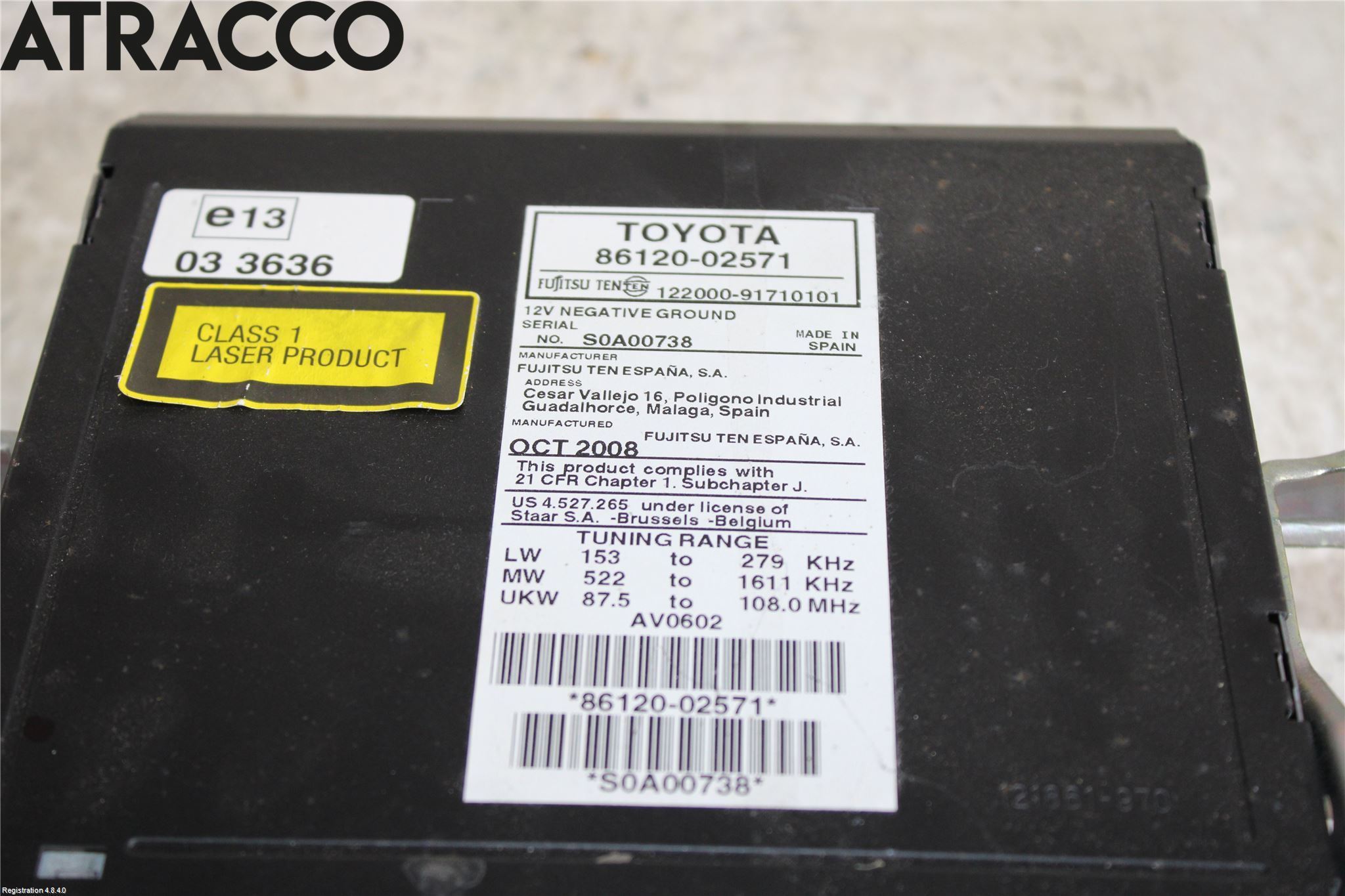 Toyota AURIS 07-09 Stereo Radio Med Cd