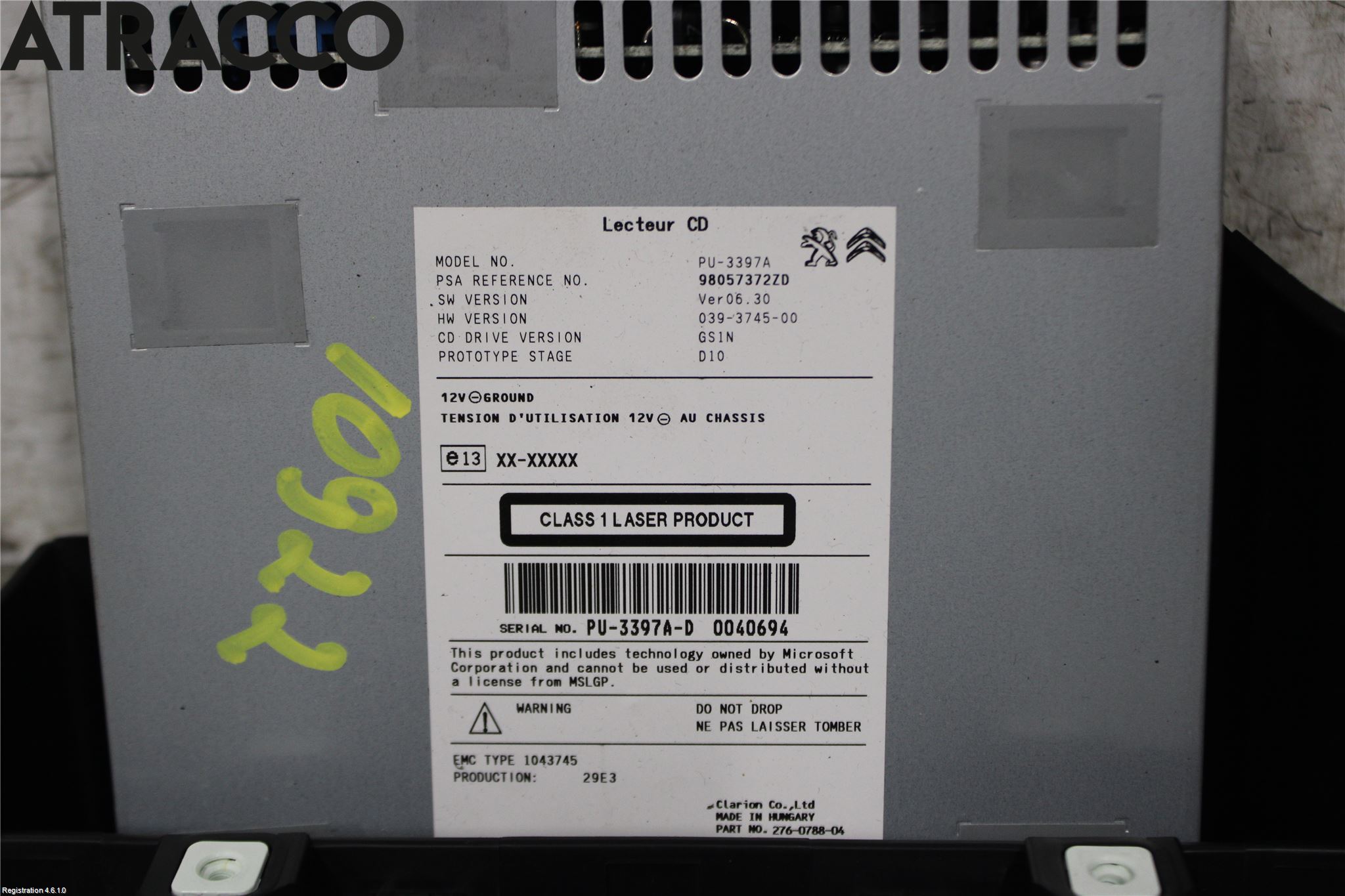 Citroen C4 PICASSO 14-18 Stereo Cd Veksler