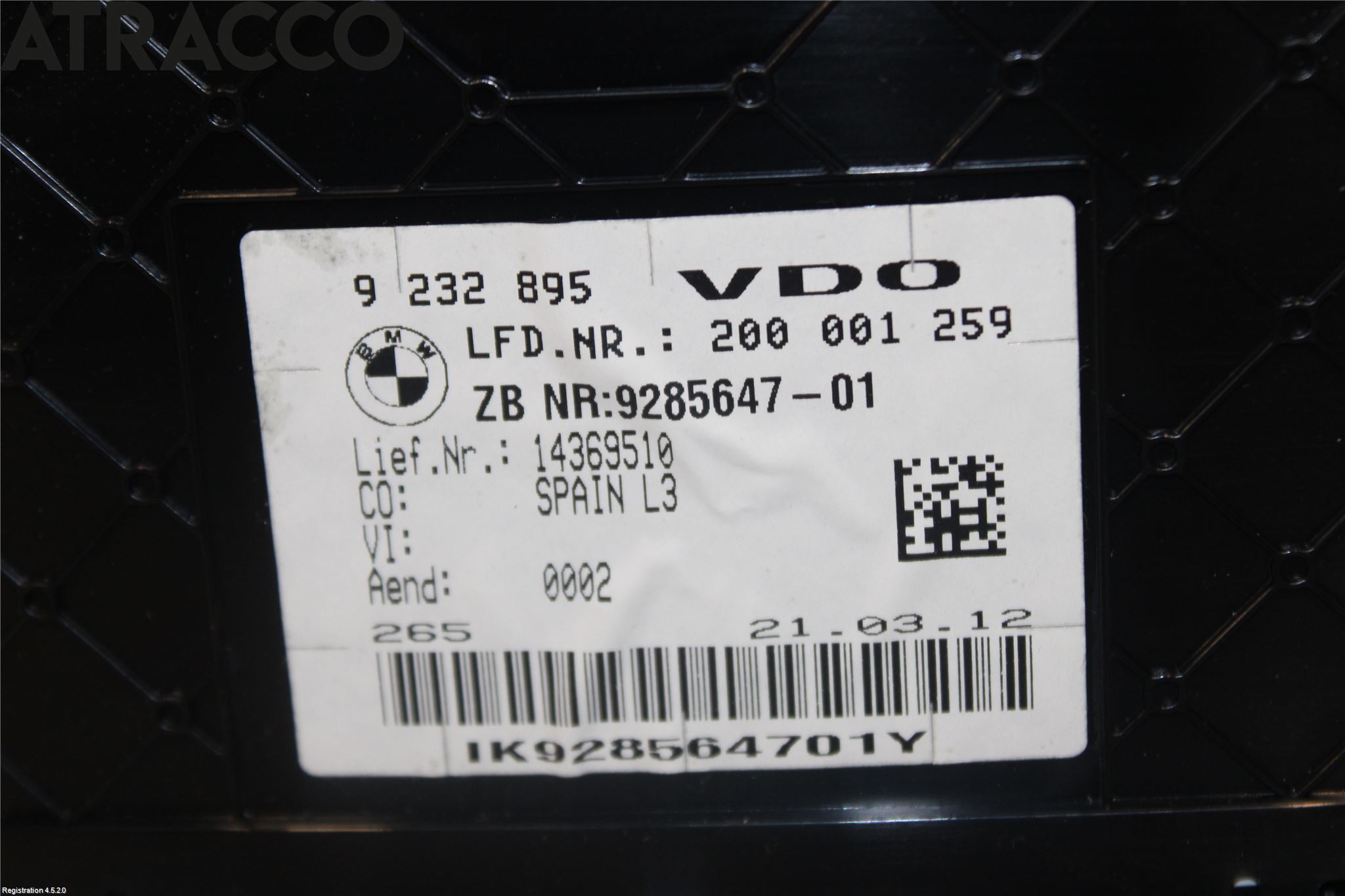 BMW 3 F30/F31/F80 12-19 Instr Kombinert