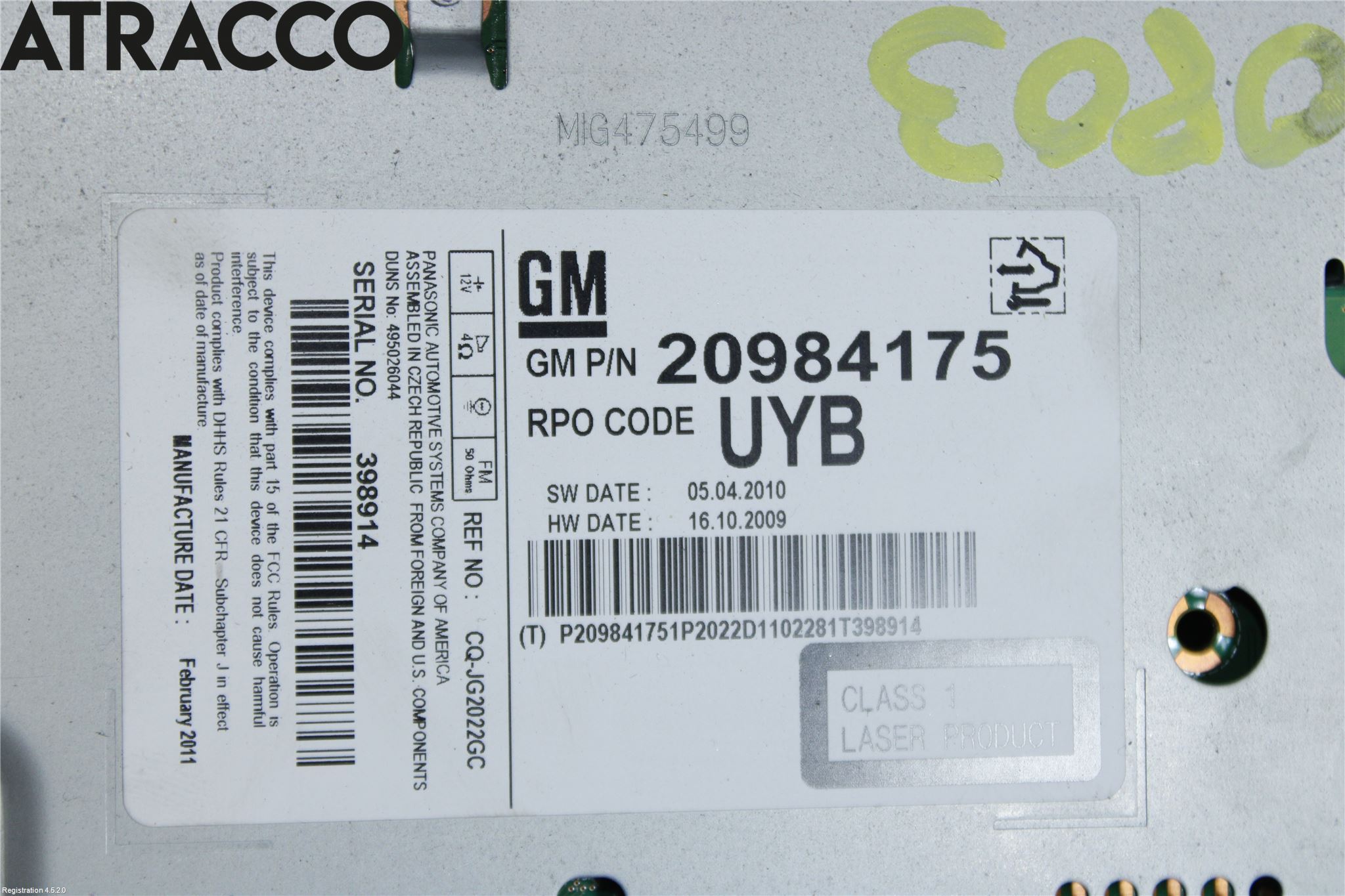 Opel MERIVA B 10-17 Stereo Radio