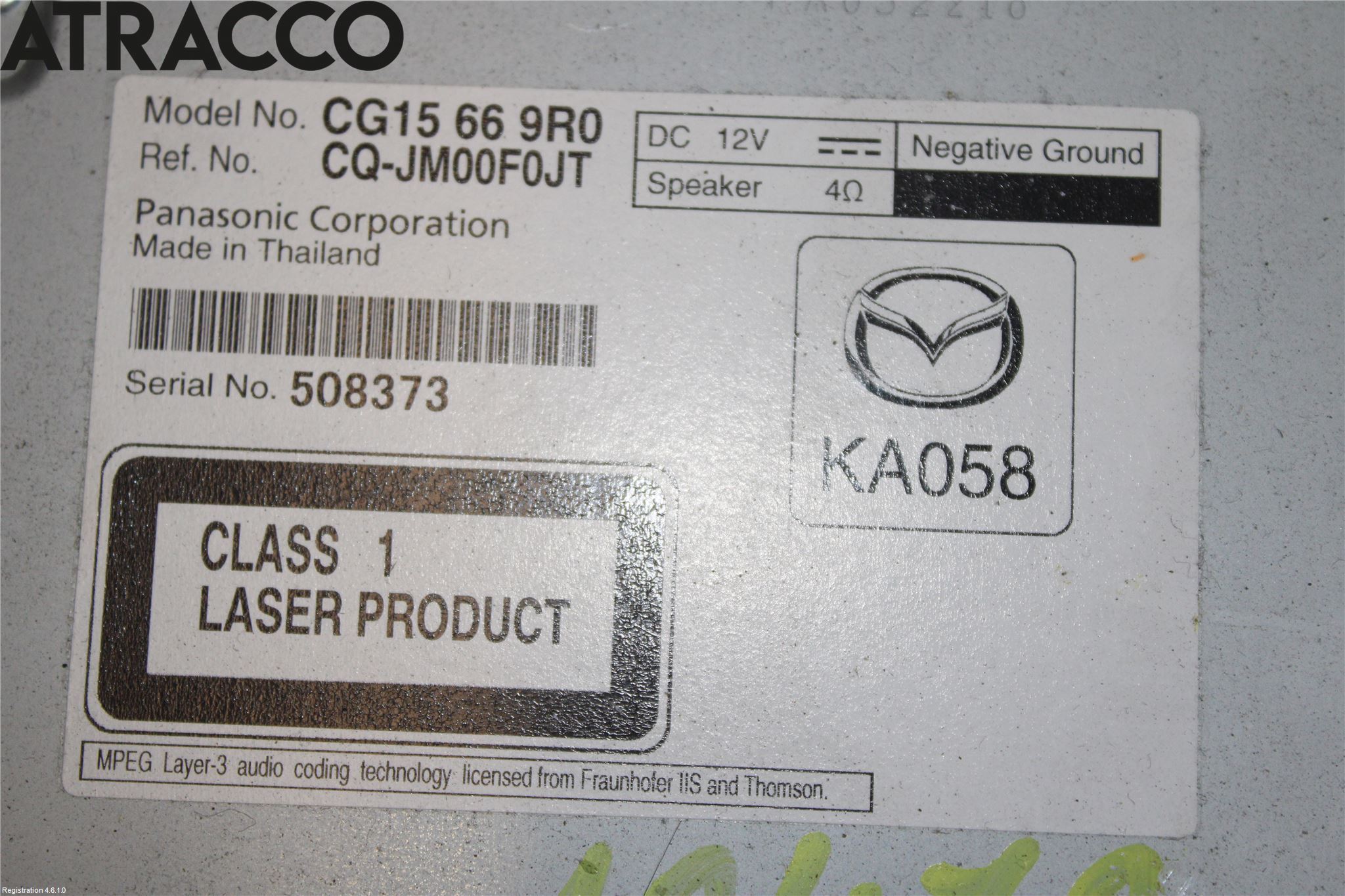 Mazda 5 10-18 Stereo Radio Med Cd