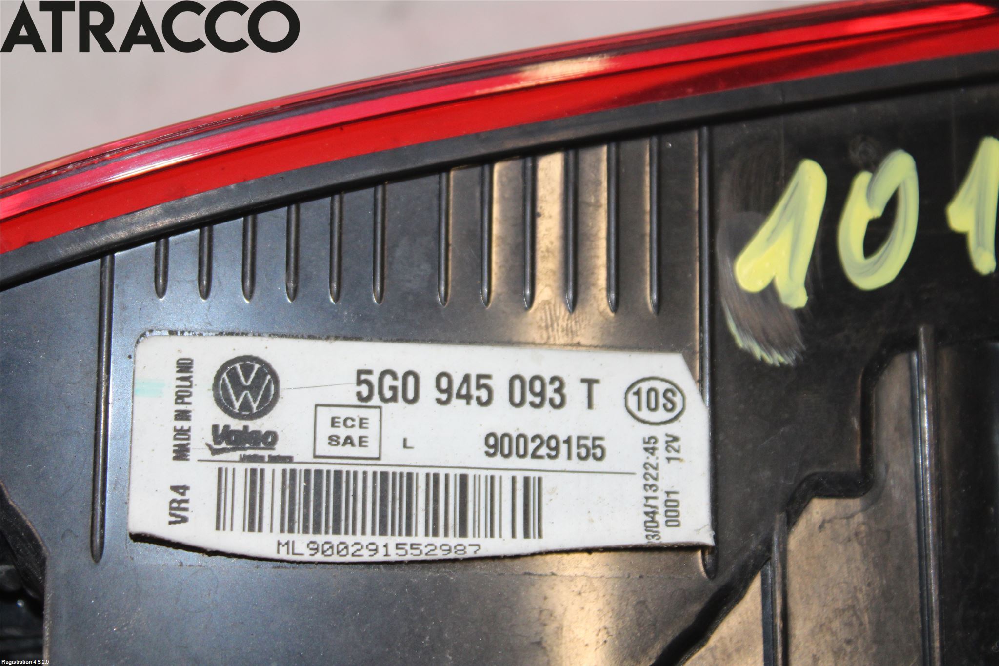 Volkswagen VW GOLF / E-GOLF VII 13-20 Baklykt Venstre  På Luke(Indre