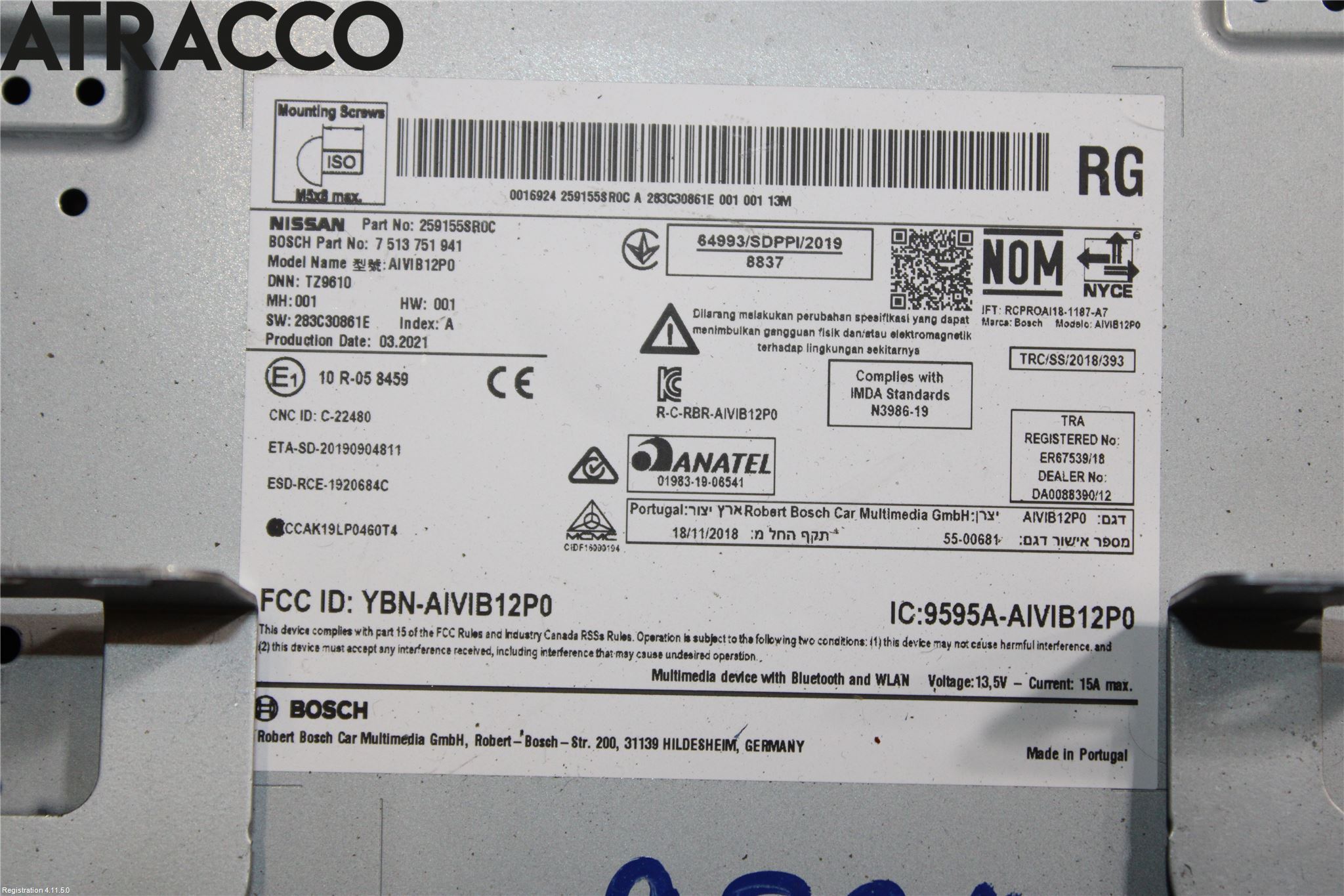 Nissan LEAF 18- Instr Skjerm Dvd-Gps-Ac-Tlf