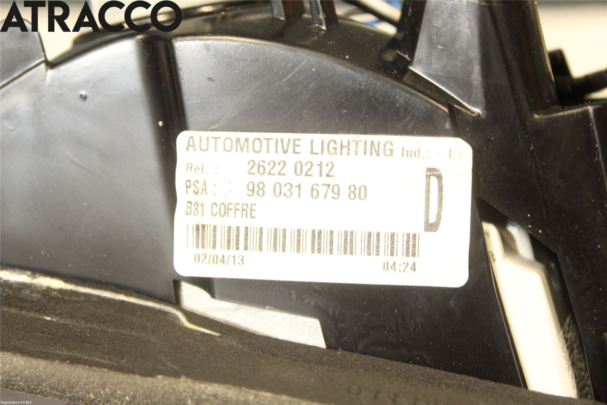 Citroen DS5 Baklykt Høyre  På Luke(Indre)