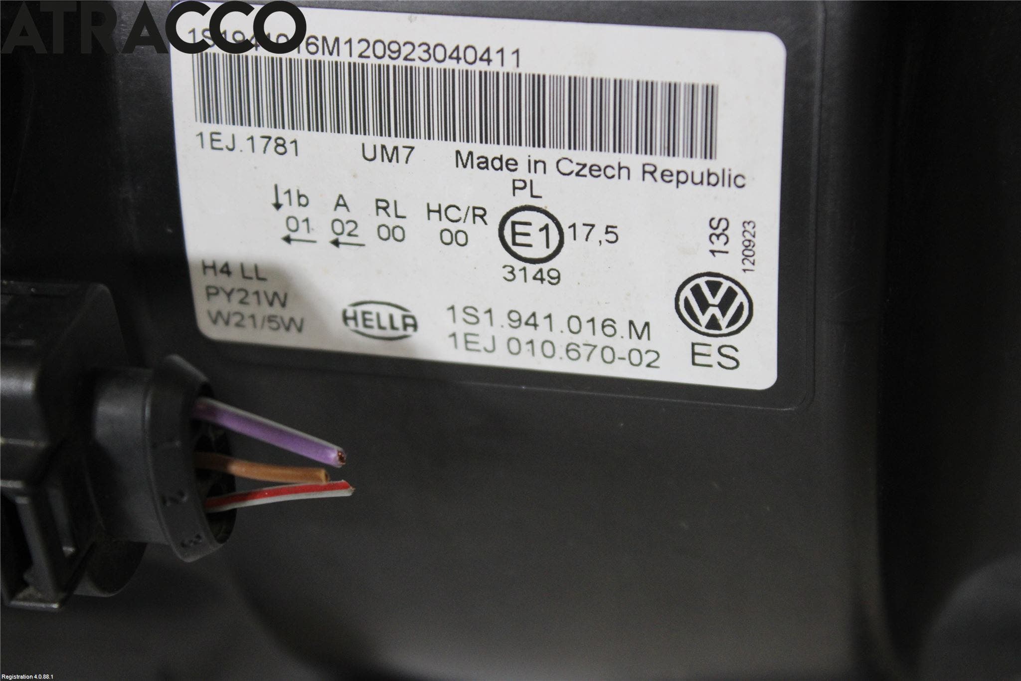 Volkswagen VW UP! / E-UP! Frontlykt Høyre