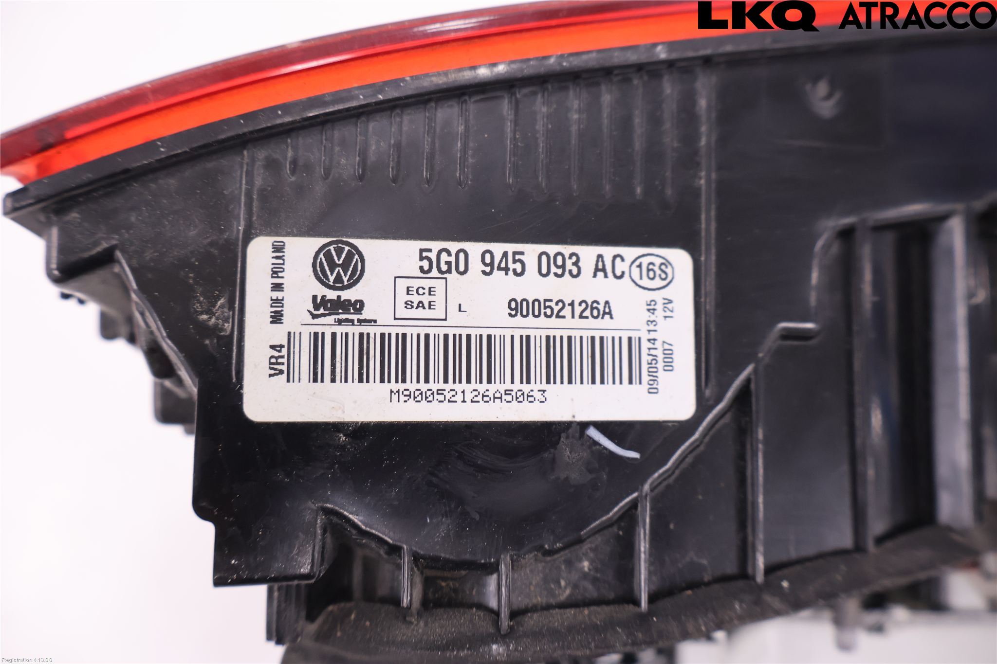 Volkswagen VW GOLF / E-GOLF VII 13-20 Baklykt Venstre  På Luke(Indre