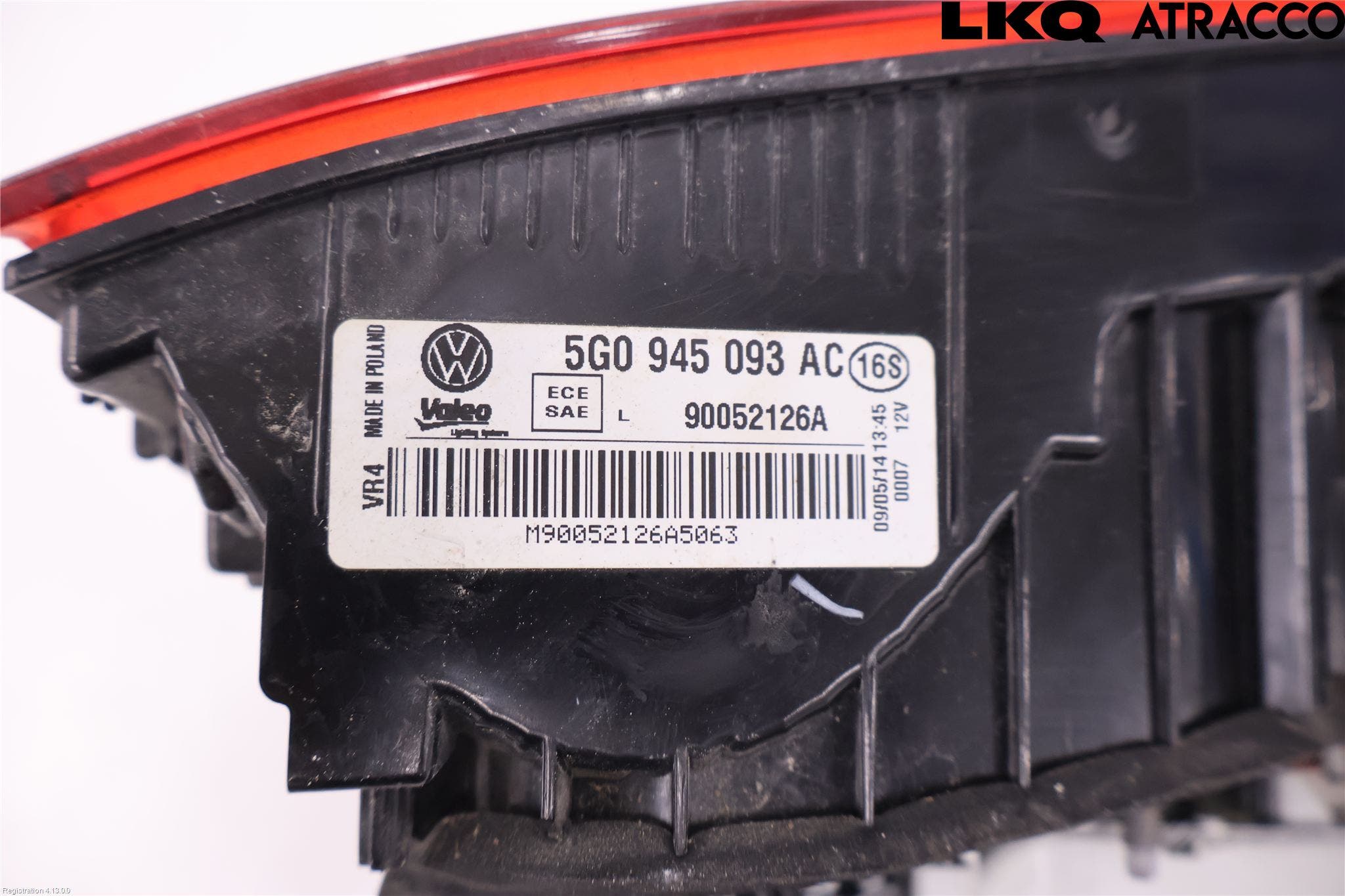 Volkswagen VW GOLF / E-GOLF VII 13-20 Baklykt Venstre På Luke(Indre