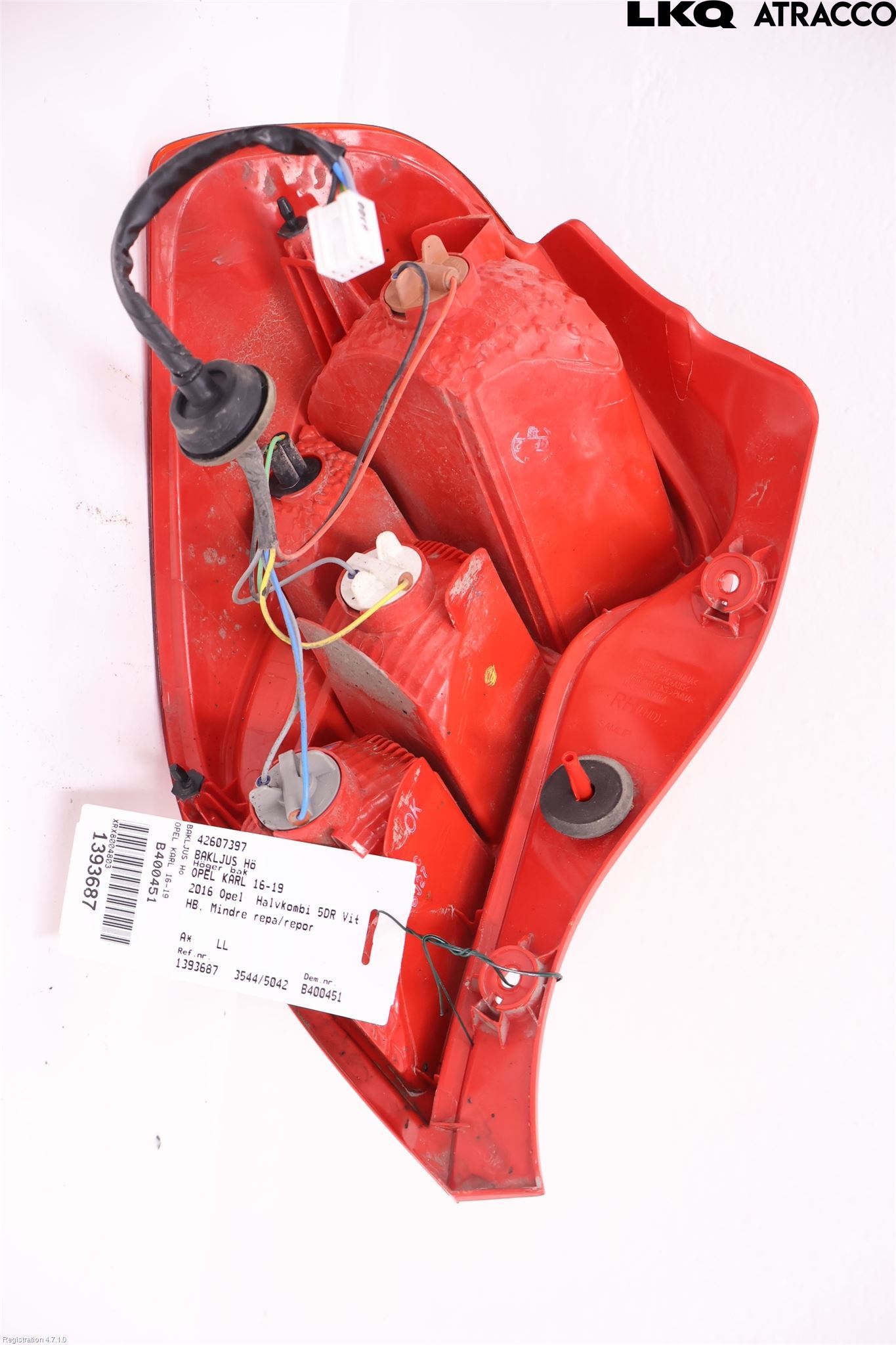 Opel KARL 16-19 Baklykt Høyre
