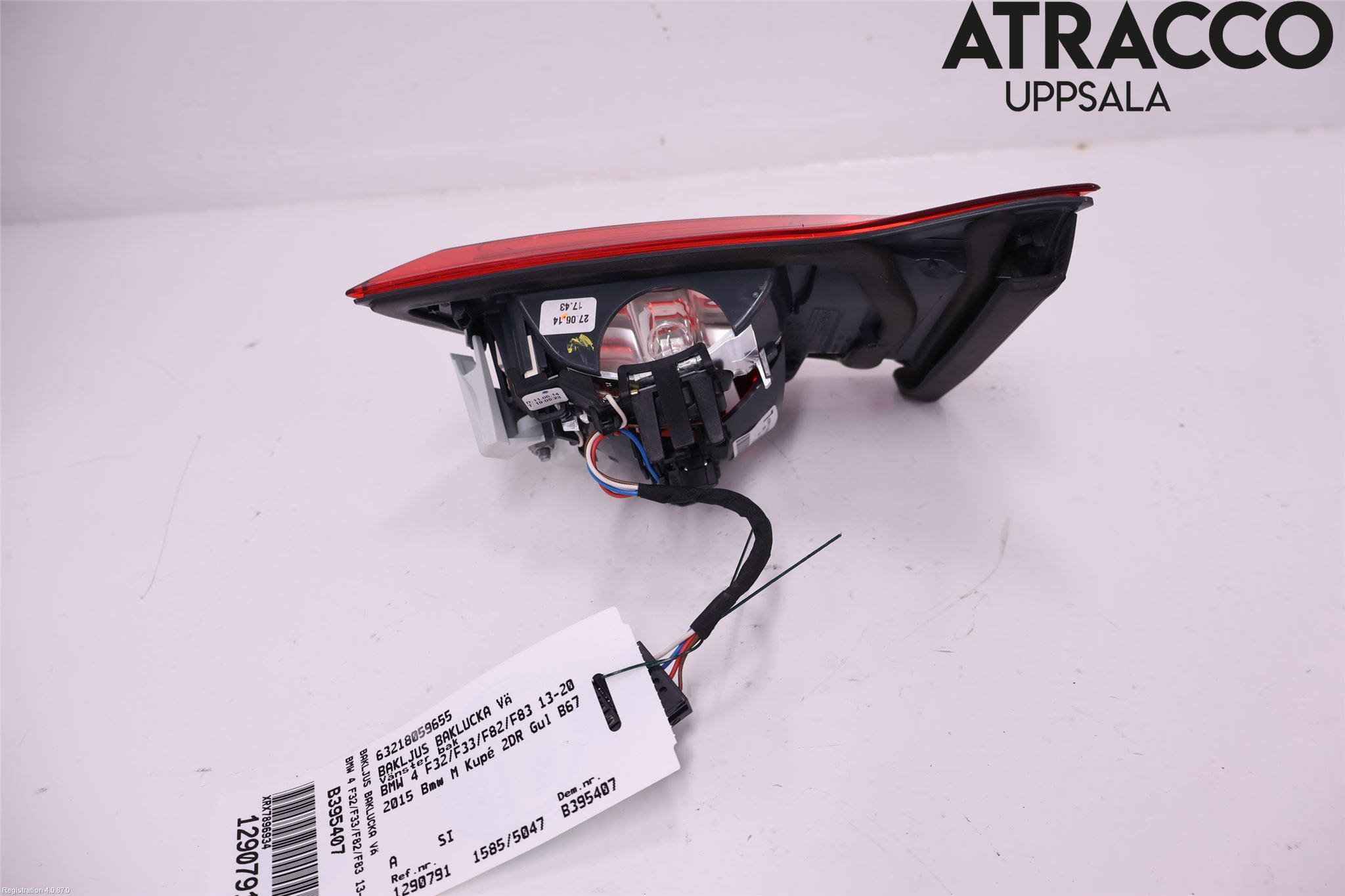 BMW 4 F32/F33/F82/F83 13-20 Baklykt Venstre  På Luke(Indre