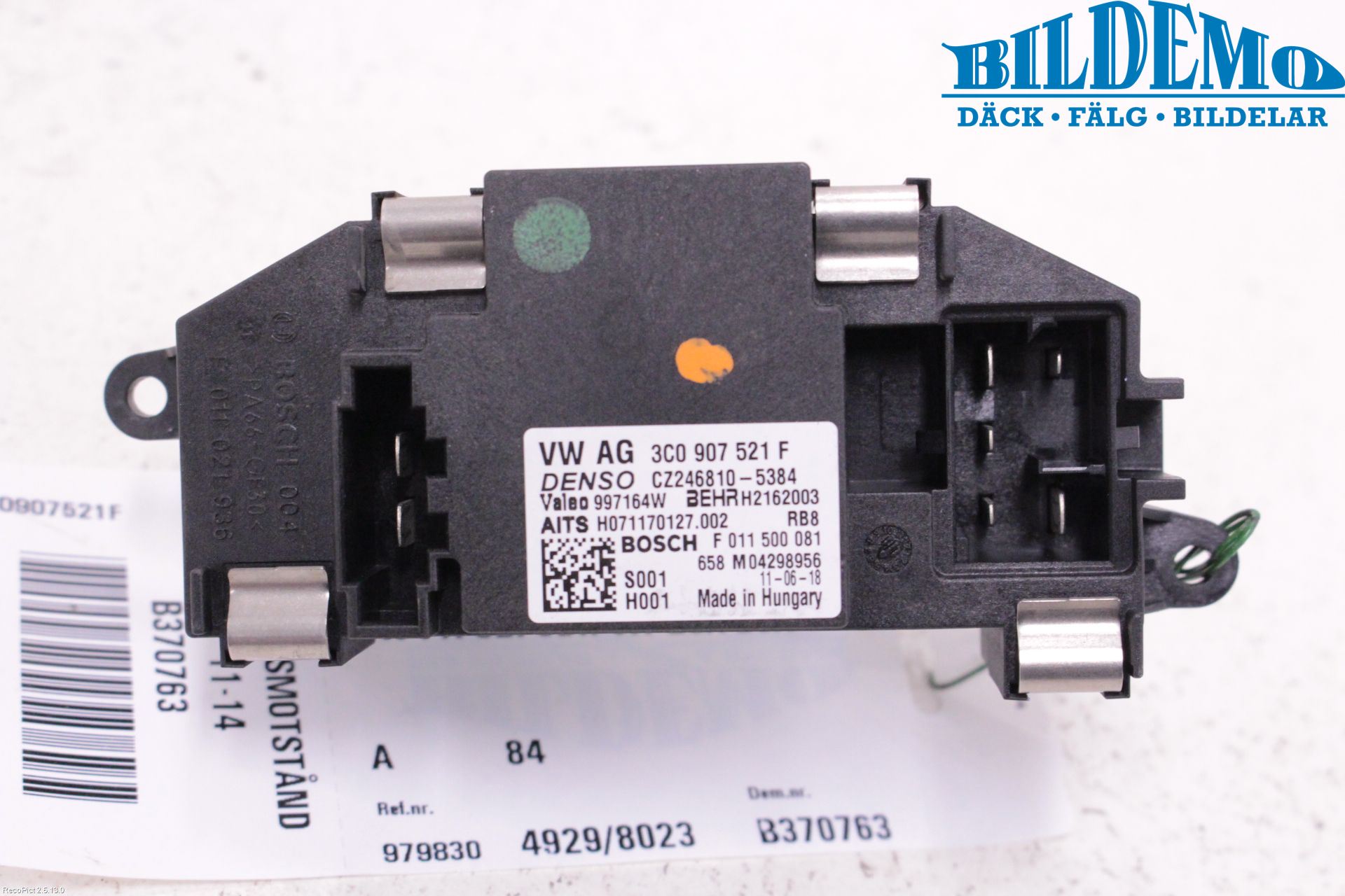 Volkswagen VW PASSAT 11-14 Varmeapparat Viftemotstand