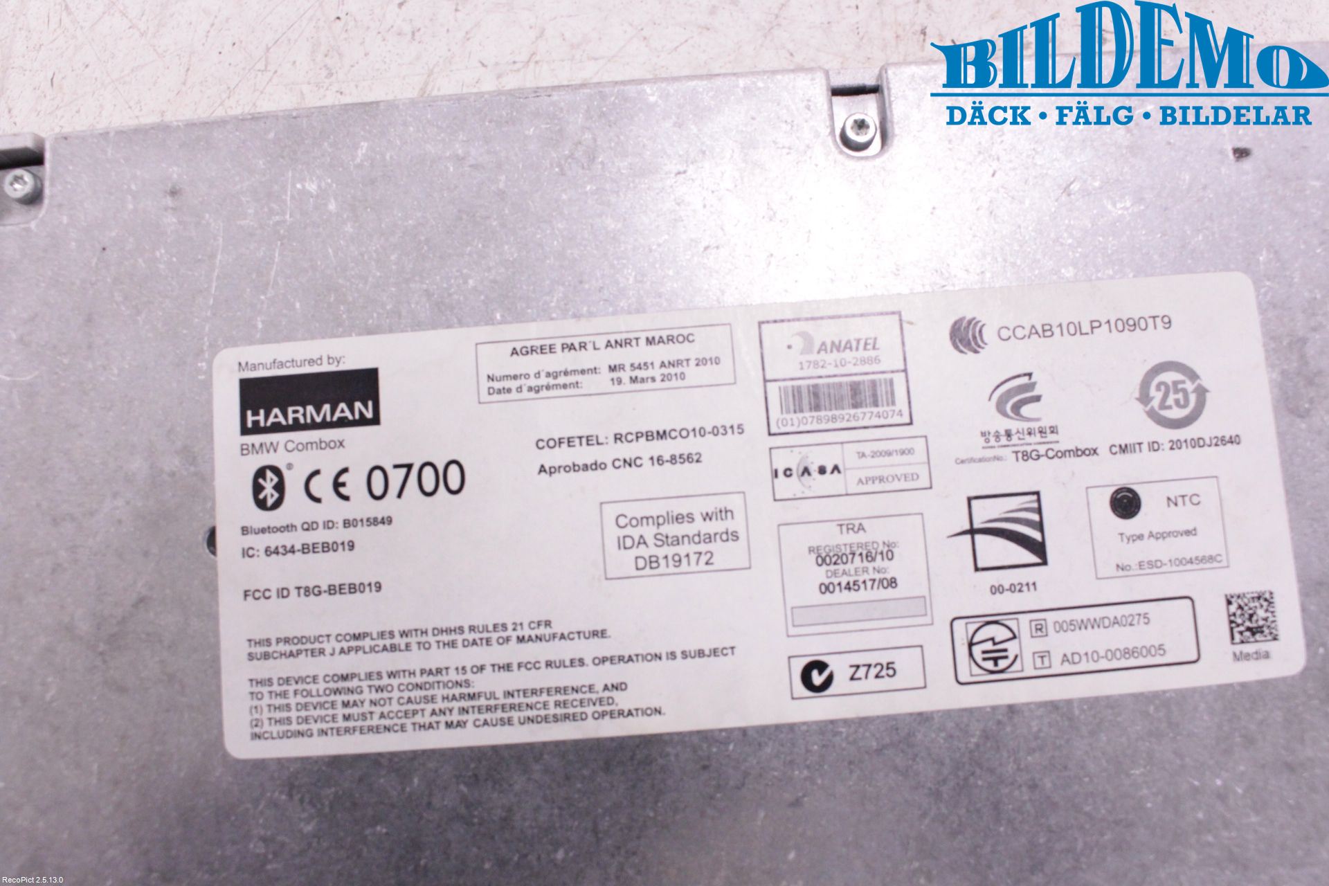 BMW 5 F10/F11/F18 09-17 Styreenhet Øvrig