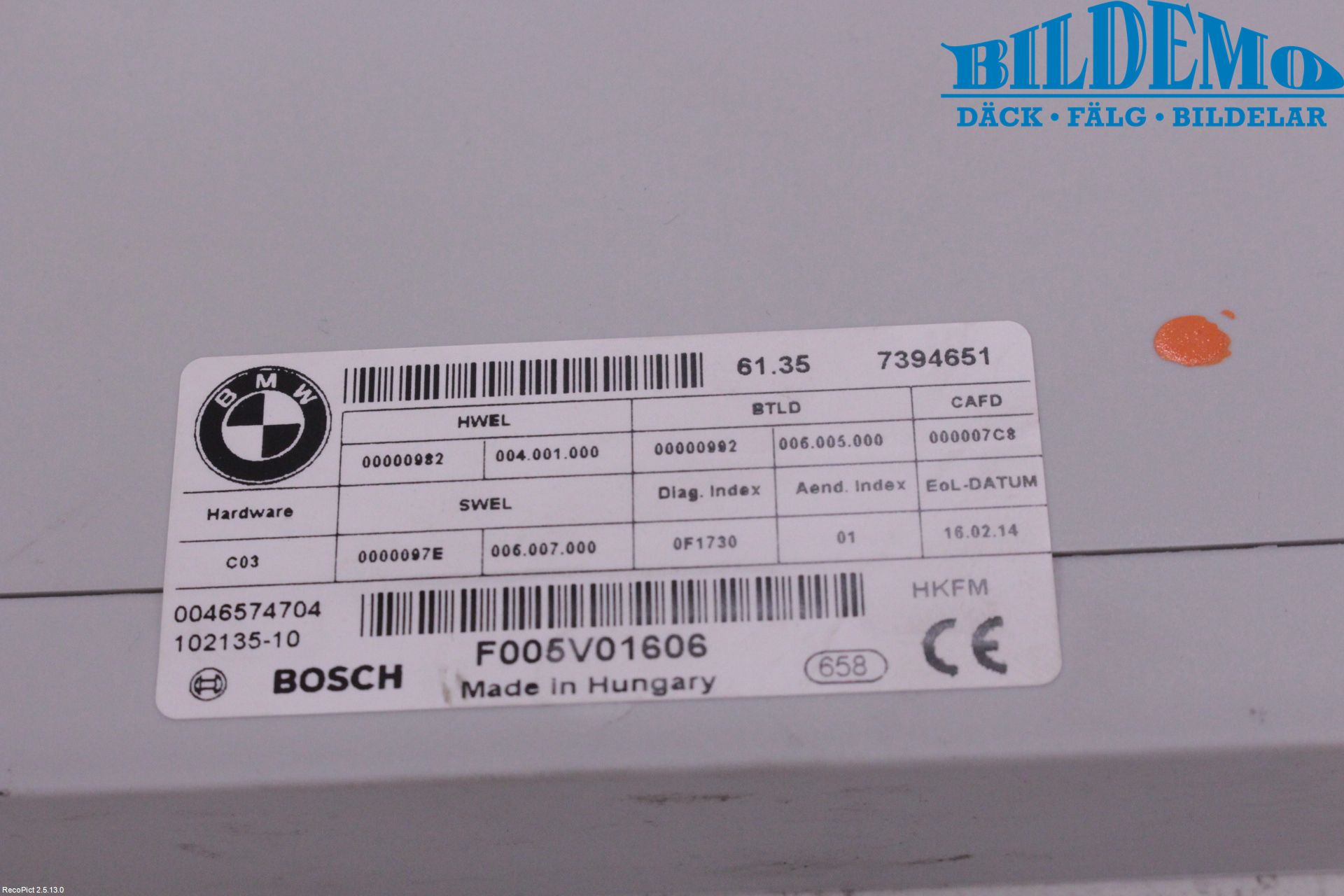 BMW 5 F10/F11/F18 09-17 Styreenhet Øvrig