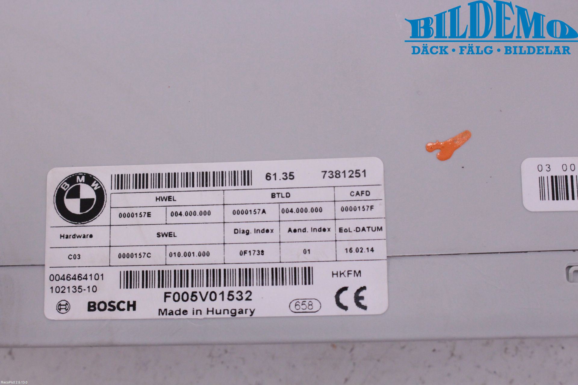 BMW 3 GT F34 13-19 Styreenhet Bakluke