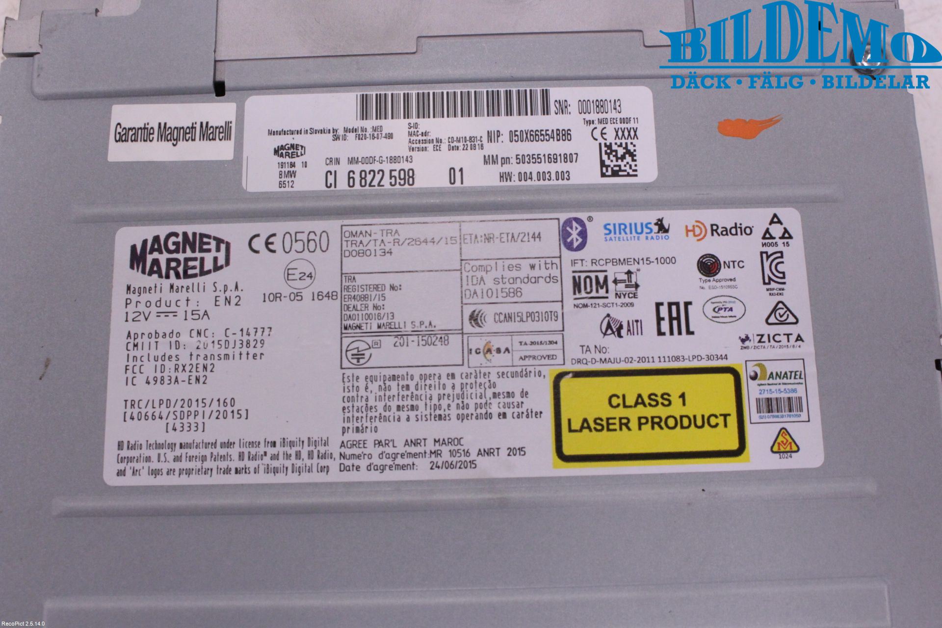 BMW 5 F10/F11/F18 09-17 Stereo Radio Med Cd