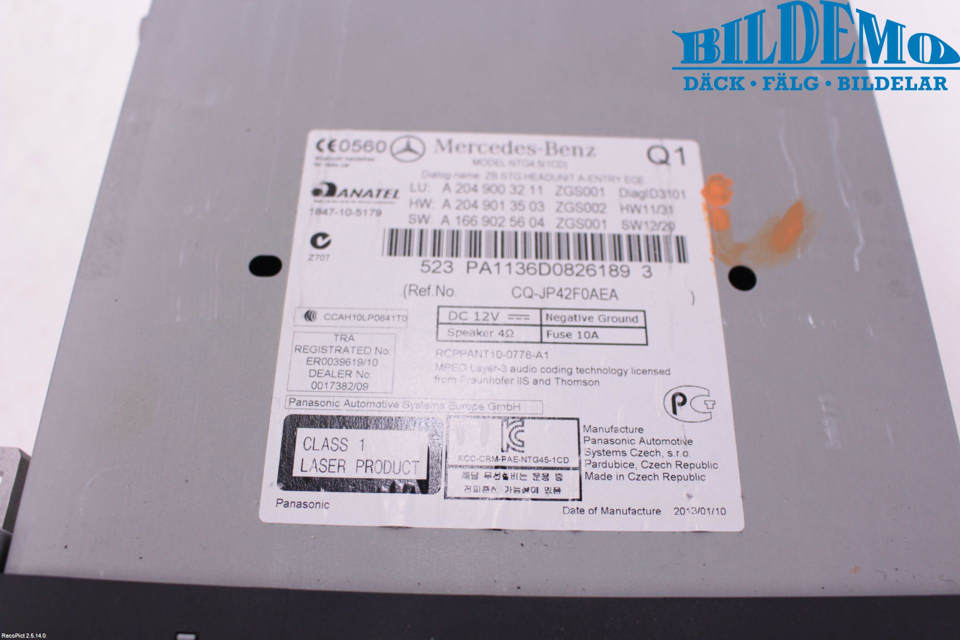 Mercedes-Benz MB C-KLASS (W204) 07-15 Stereo Radio Med Cd