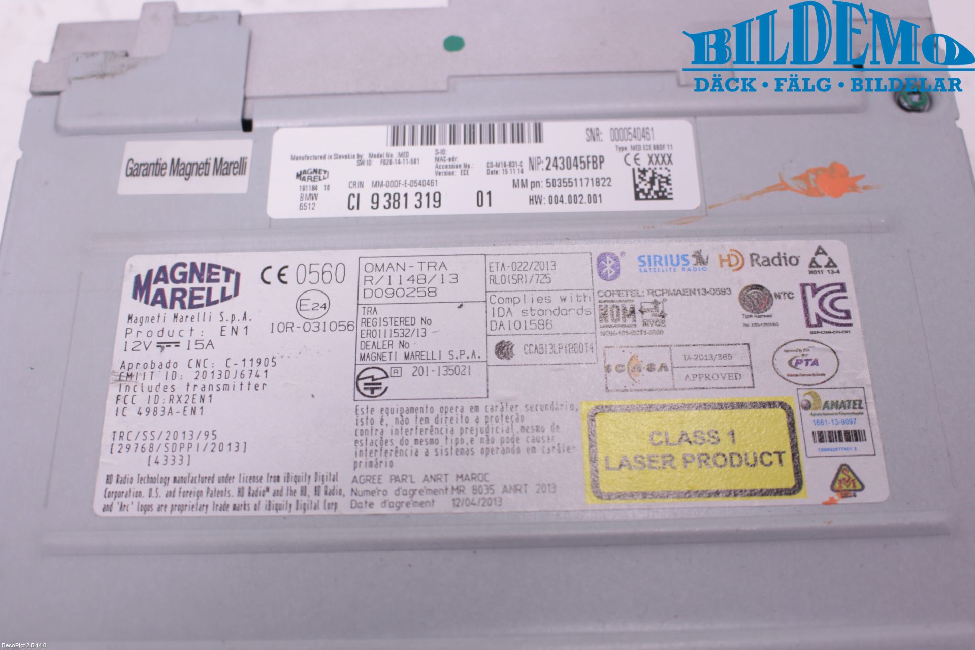 BMW 5 F10/F11/F18 09-17 Stereo Radio Med Cd