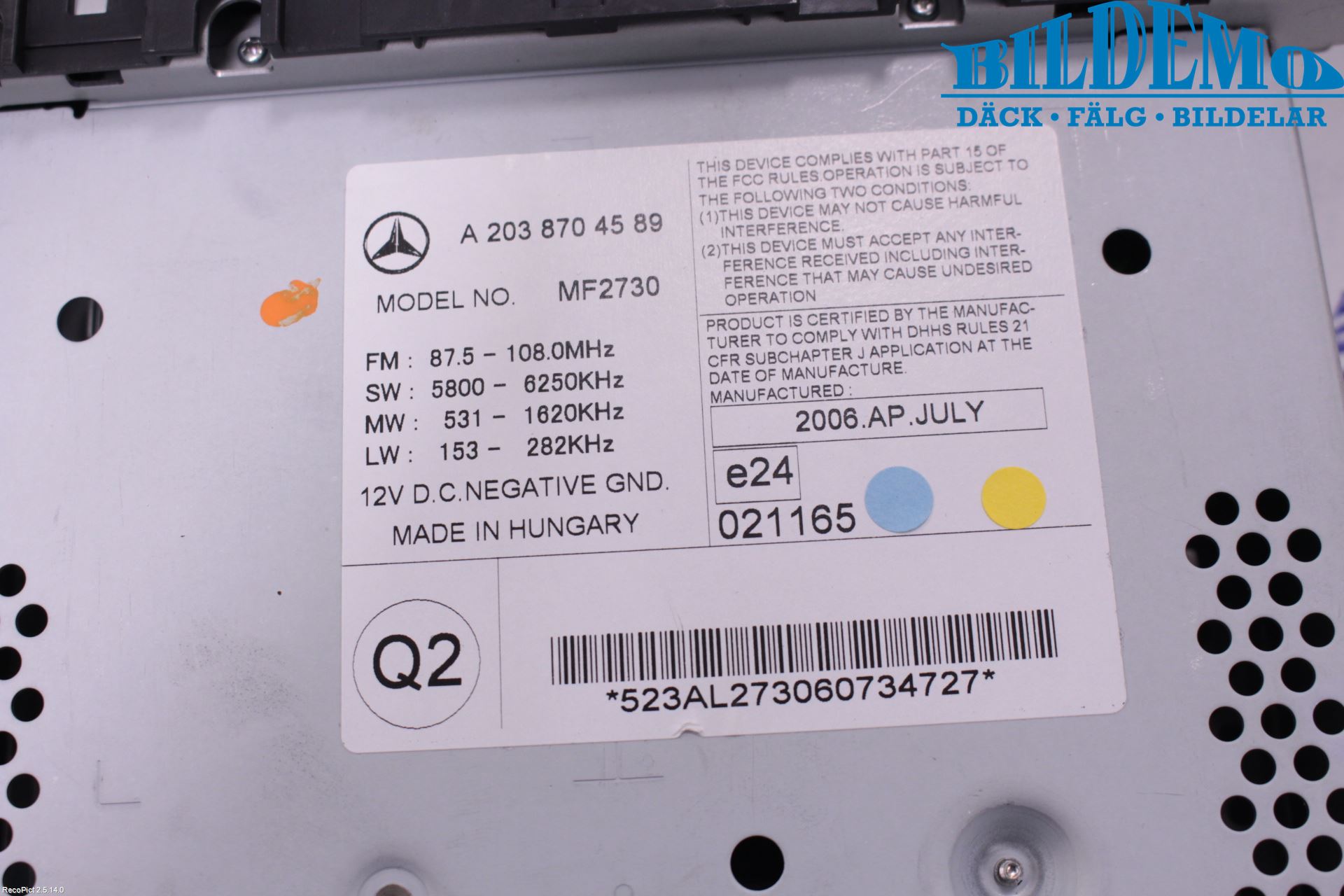 Mercedes-Benz MB C (203) 00-07 Stereo Radio Med Cd