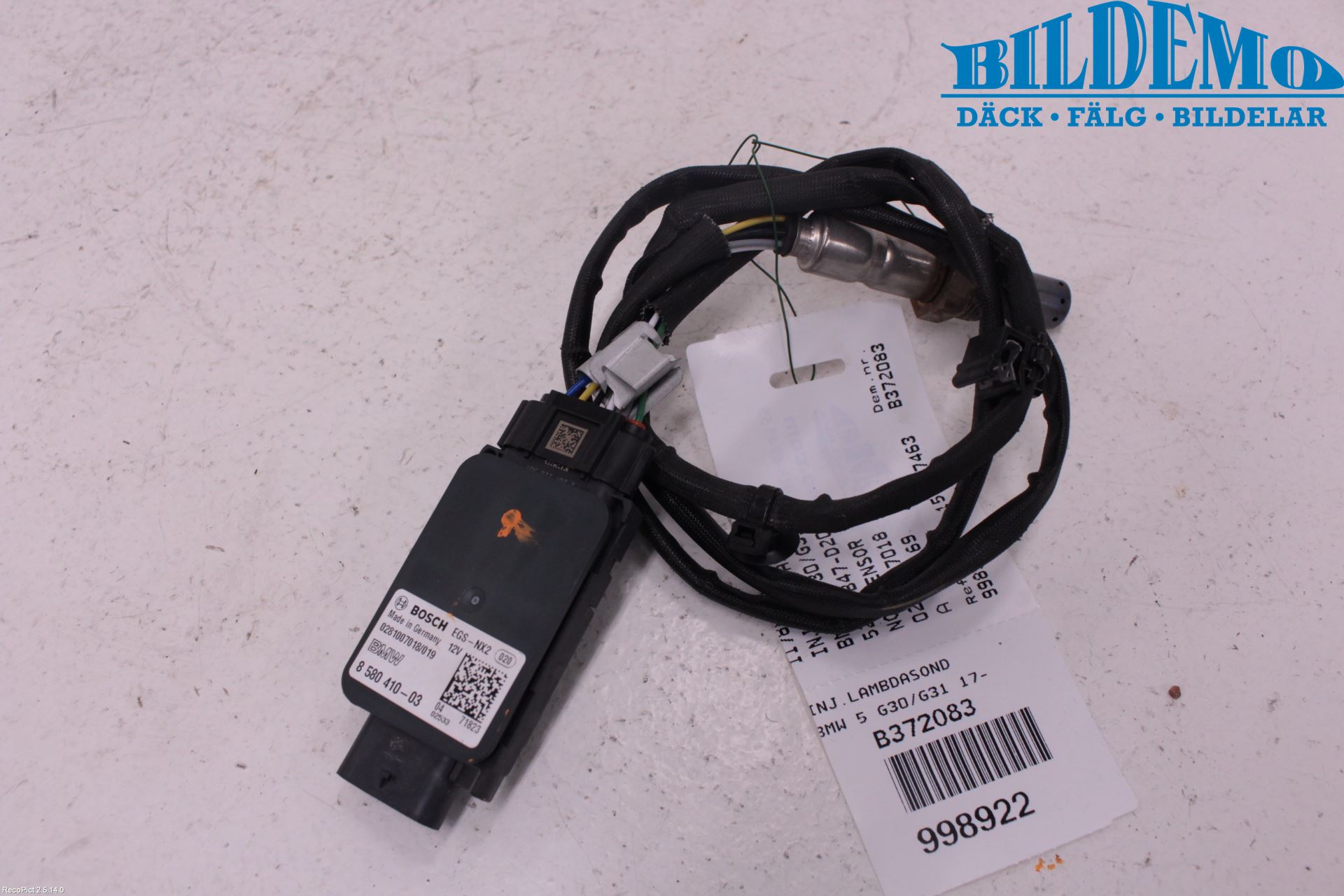 BMW 5 G30/G31/F90 17-23 Sensor Temp-Trykk Avgass