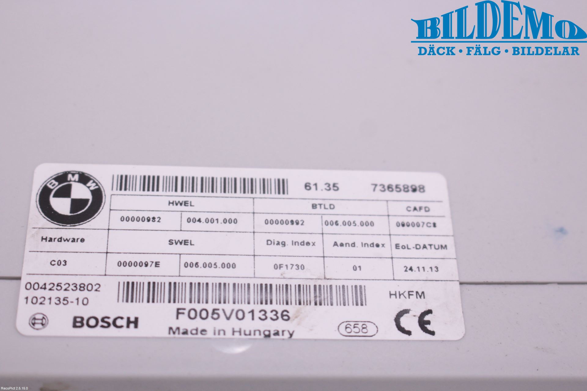 BMW 5 F10/F11/F18 09-17 Styreenhet Øvrig