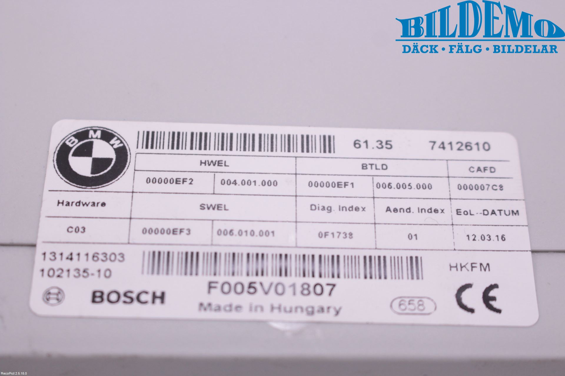 BMW 4 F36 Gran Coupé 14-20 Styreenhet Bakluke