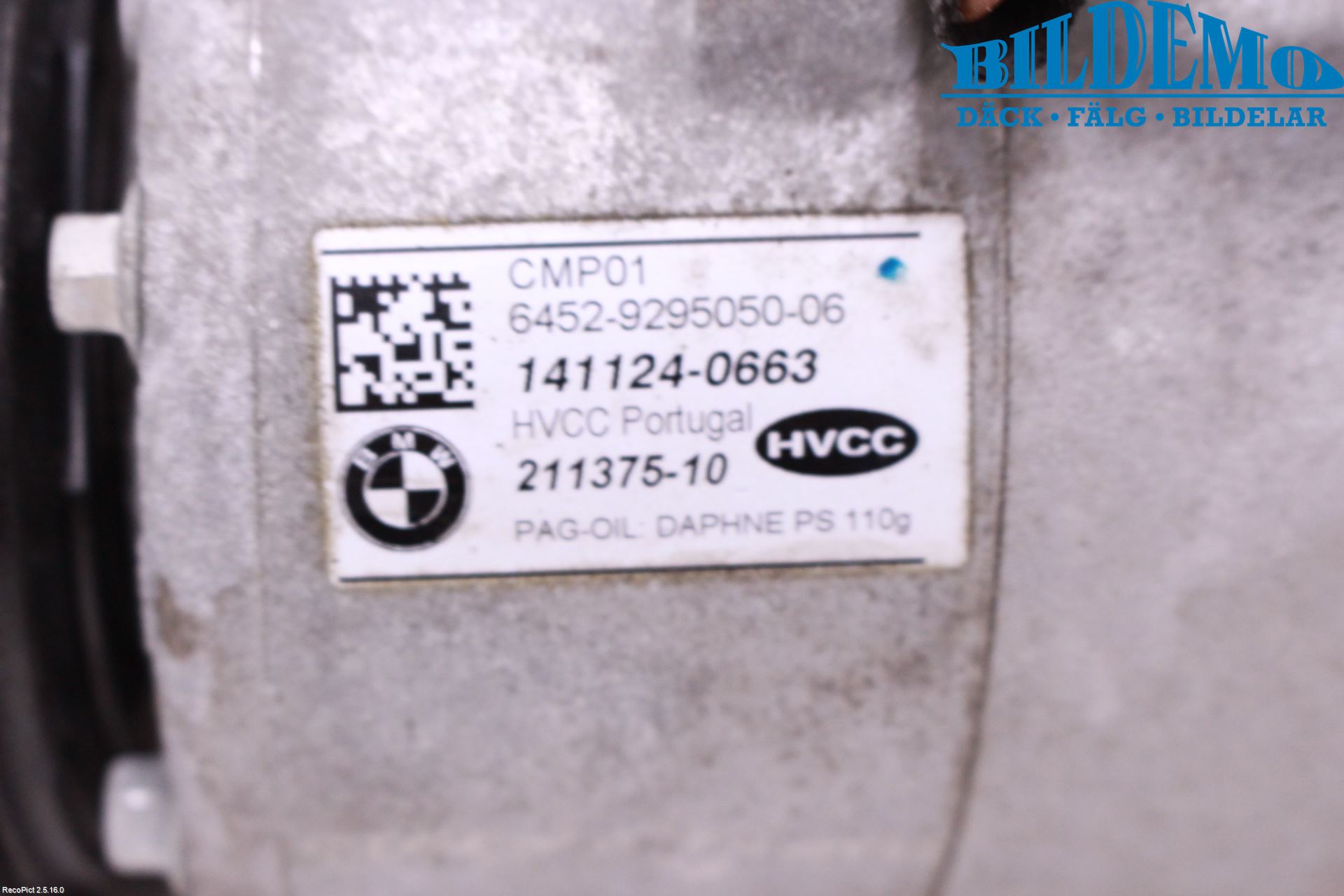 BMW 5 F10/F11/F18 09-17 Varme Ac Kompressor