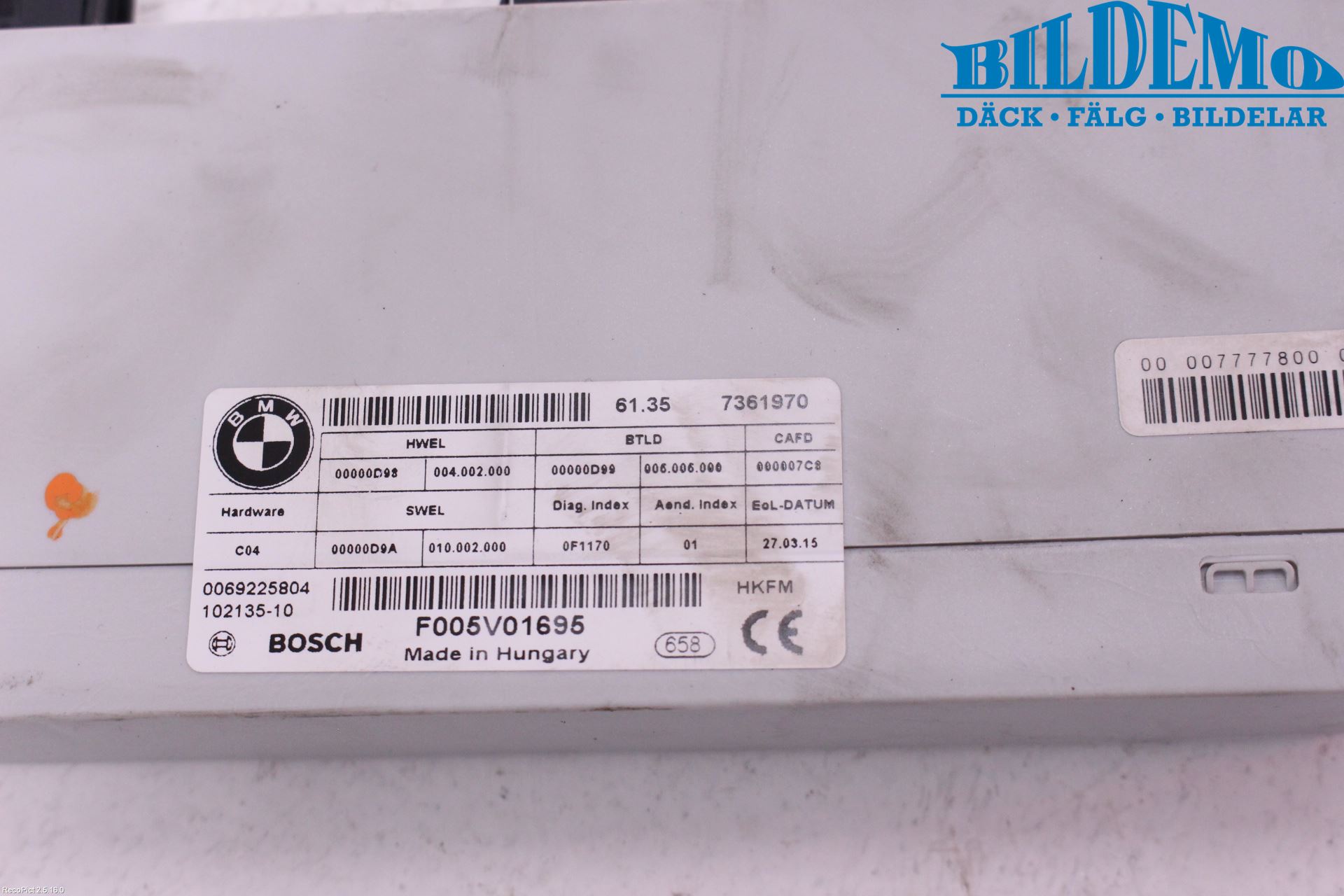 BMW 5 F10/F11/F18 09-17 Styreenhet Øvrig