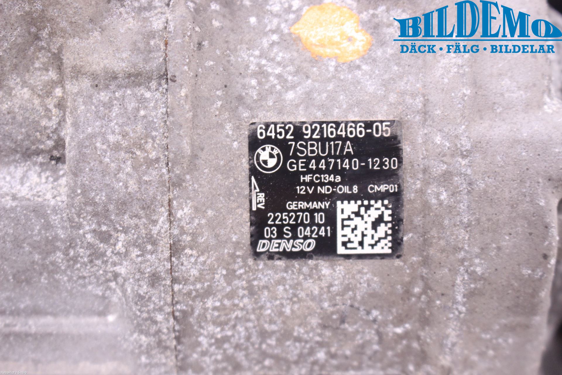BMW 5 F10/F11/F18 09-17 Varme Ac Kompressor