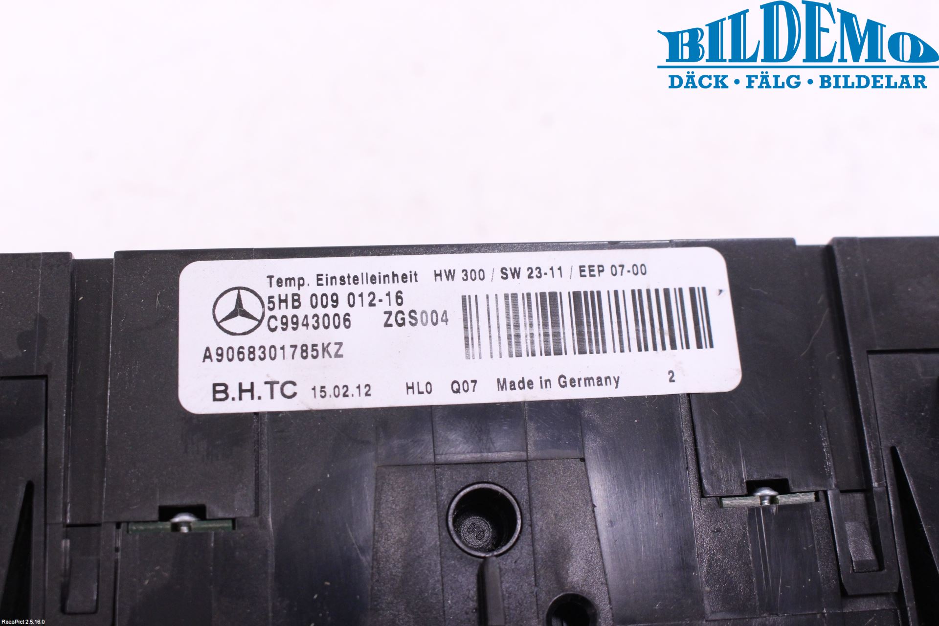 Mercedes-Benz MB SPRINTER (W906) 06-18 Varme Ac Betjening-Display